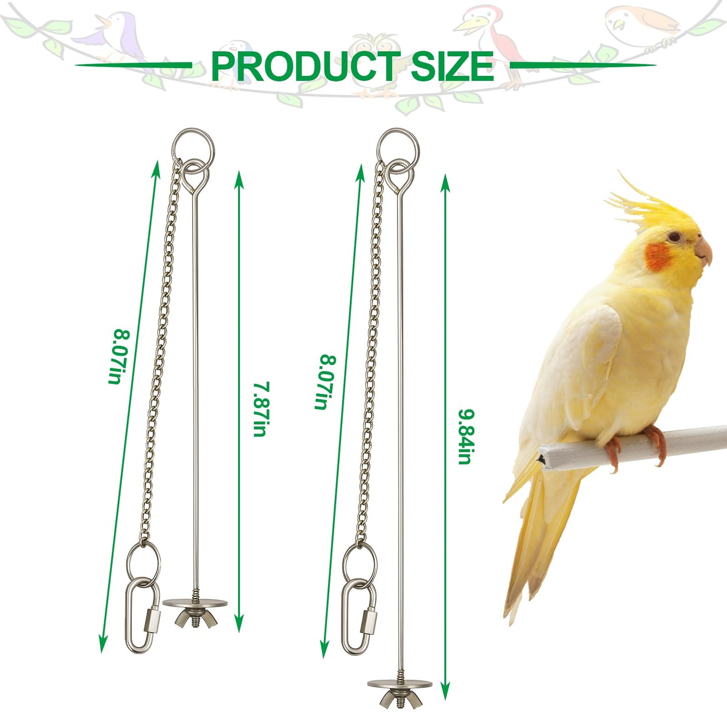 3 Pcs Bird Cage Food Holder Stainless Steel Parrot Fruit & Vegetable Skewer Hanging Foraging Toy for Parakeets, Budgies, Macaws