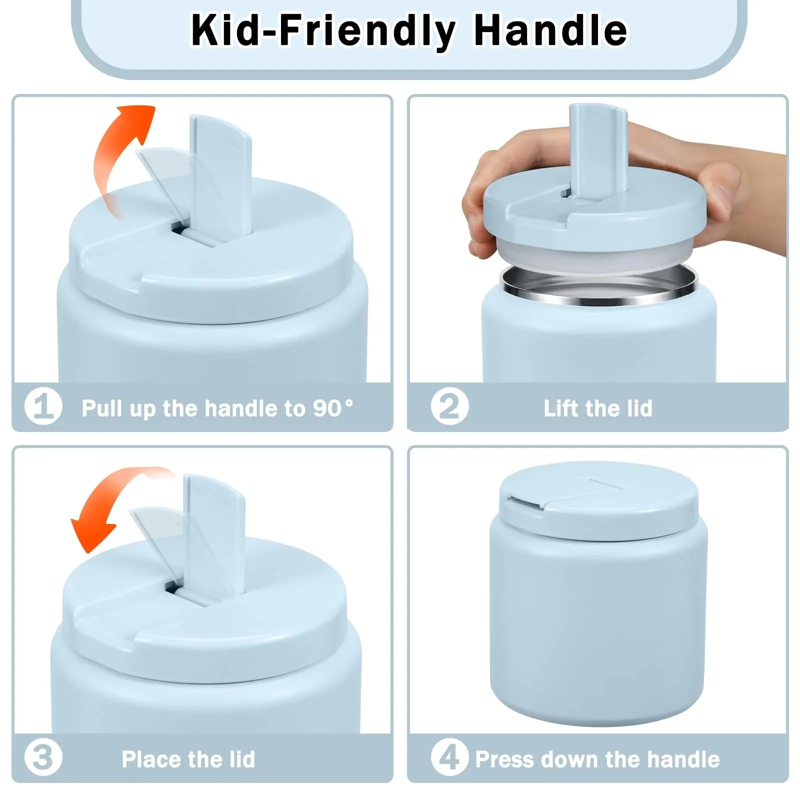 13.5oz Kids Jar for Hot Food, Insulated Vacuum Food Jar with Buckle Lid, Stainless Steel Wide Mouth Leak Proof Insulated Lunch Container for School Picnic Travel, Blue - Jlhbookstore.store