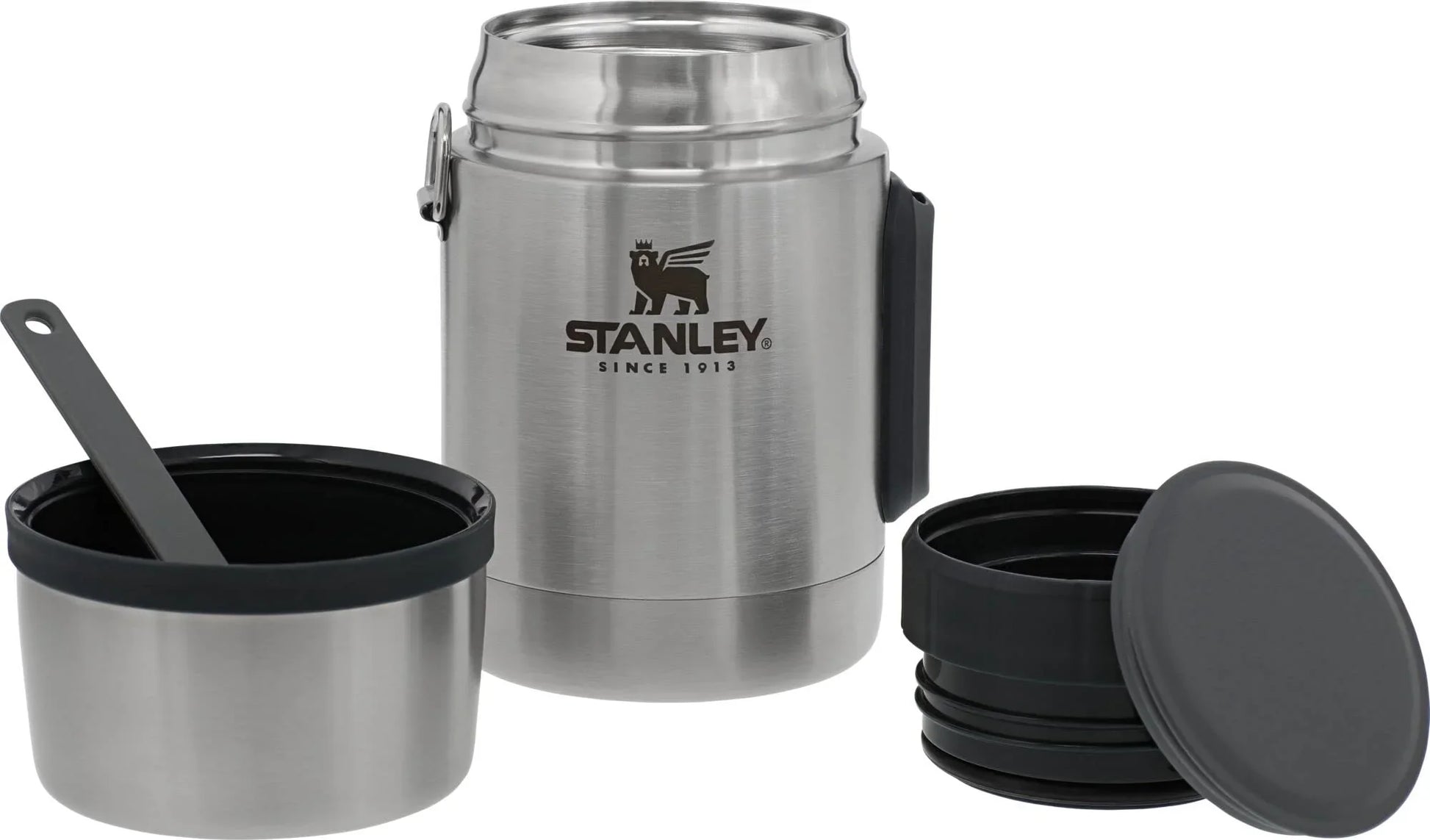 Stanley Classic Food Jar and Spork 18 oz | Vacuum Insulated Food Container | Wide Mouth Screw On Lid | Packable for Travel | Stainless Steel with Leakproof Lid | BPA-Free | Stainless Steel - Jlhbookstore.store