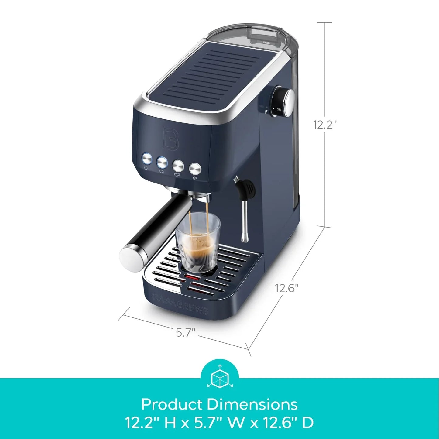 CASABREWS 3700 Essential Espresso Machine 20 Bar, Stainless steel Coffee Maker with Milk Frother, Espresso Coffee Machine for Cappuccino, Latte, 43.9oz Water Tank, Sapphire Blue - Jlhbookstore.store