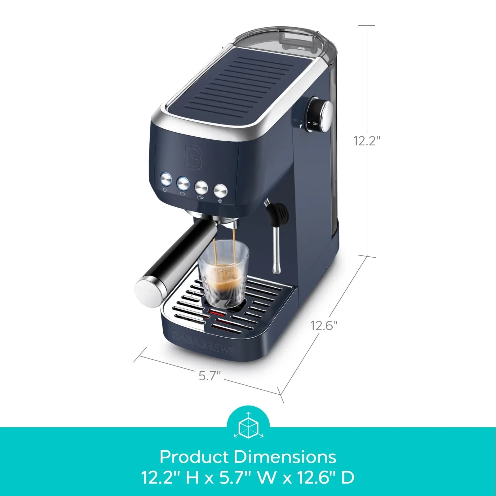 CASABREWS 3700 Essential Espresso Machine 20 Bar, Stainless steel Coffee Maker with Milk Frother, Espresso Coffee Machine for Cappuccino, Latte, 43.9oz Water Tank, Sapphire Blue - Jlhbookstore.store