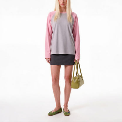 Women Long Sleeve Raglan Shirts Pollover Oversized Baseball Tops
