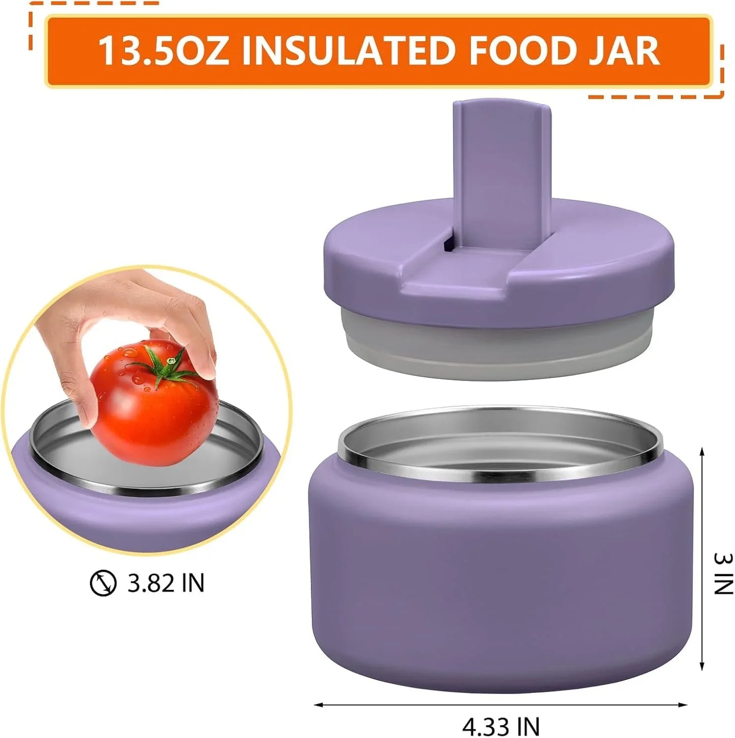 13.5oz Kids Jar for Hot Food, Insulated Vacuum Food Jar with Buckle Lid, Stainless Steel Wide Mouth Leak Proof Insulated Lunch Container for School Picnic Travel, Blue - Jlhbookstore.store