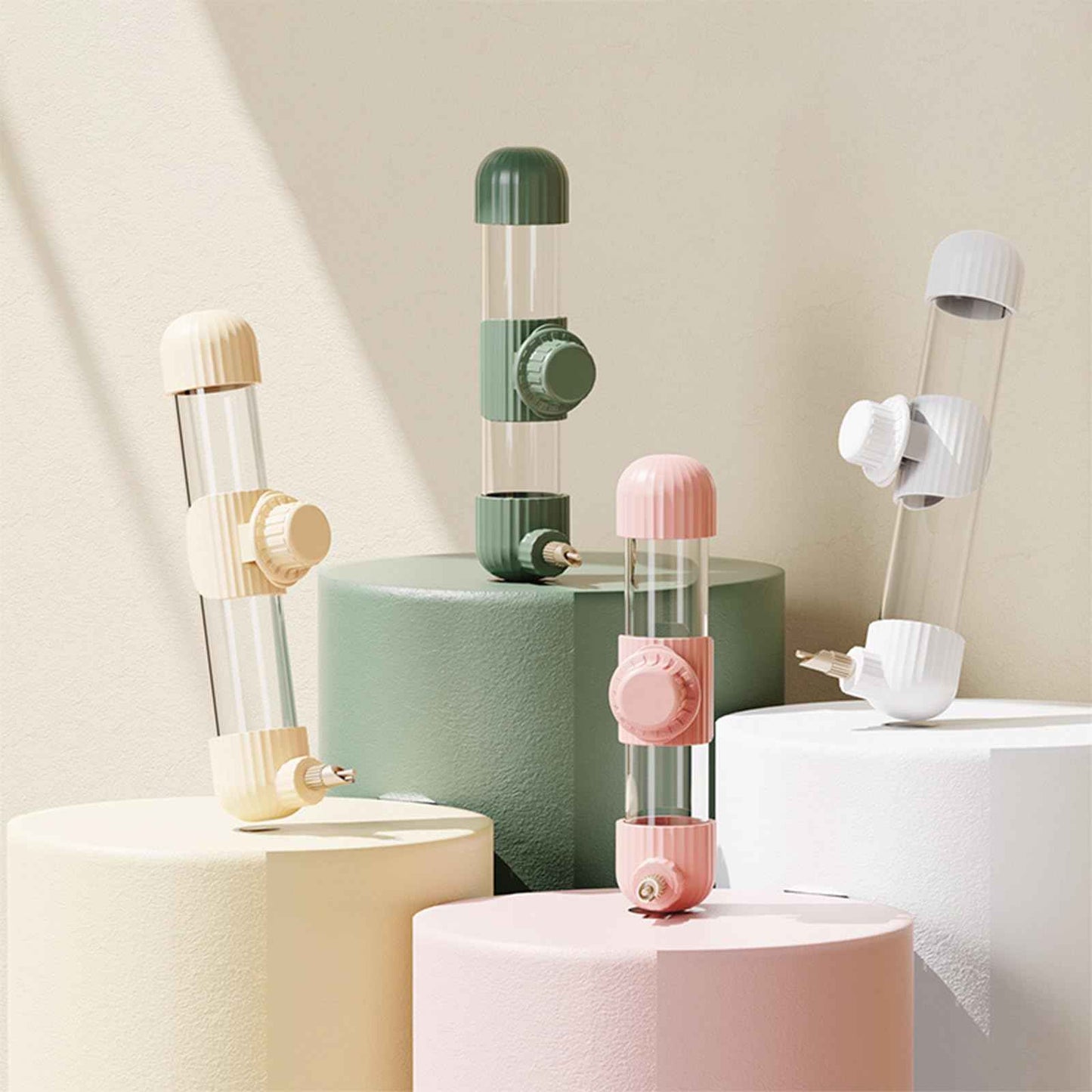 9.4 Fl Oz No Mess Bird Water Dispenser, Automatic Parrot Water Feeder with Spring Valve, Clear Cage Water Drinker for Parakeets Cockatiels Budgies Finch Lovebirds & Canary (White, 7.4 fl oz (220ml))