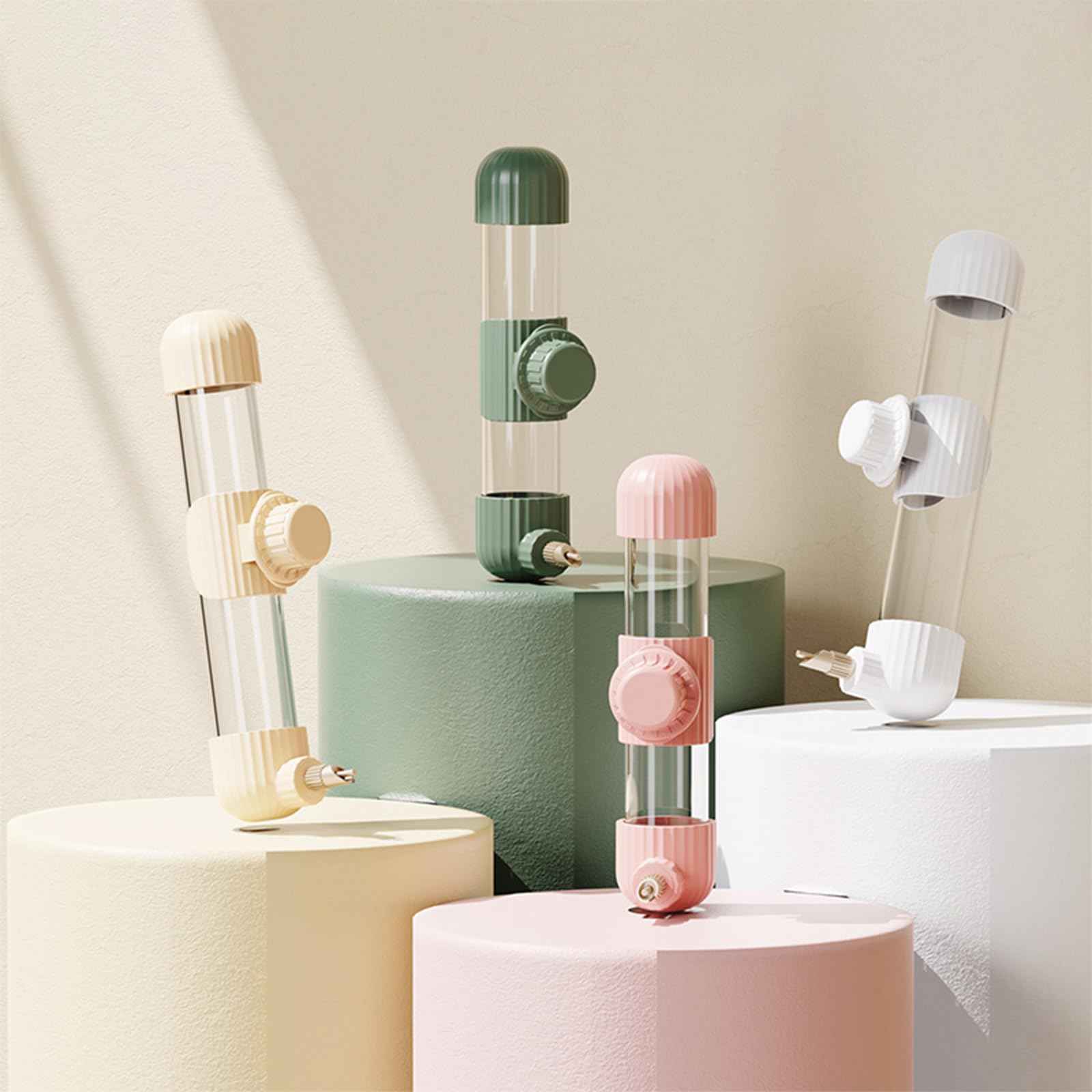 9.4 Fl Oz No Mess Bird Water Dispenser, Automatic Parrot Water Feeder with Spring Valve, Clear Cage Water Drinker for Parakeets Cockatiels Budgies Finch Lovebirds & Canary (White, 7.4 fl oz (220ml))