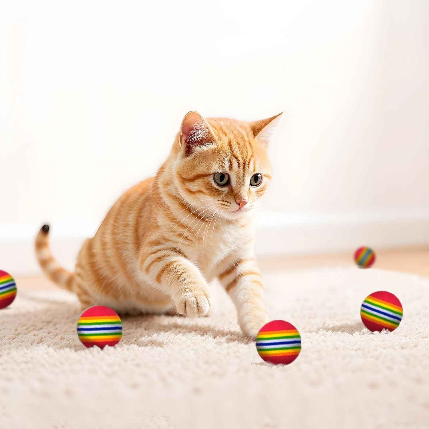 Cat Toys for Indoor Cats - 34 Packs Interactive Set with Colorful Springs, Mouse Toy, Catnip Ropes, Balls, Bells, and Sisal Ball for Kittens