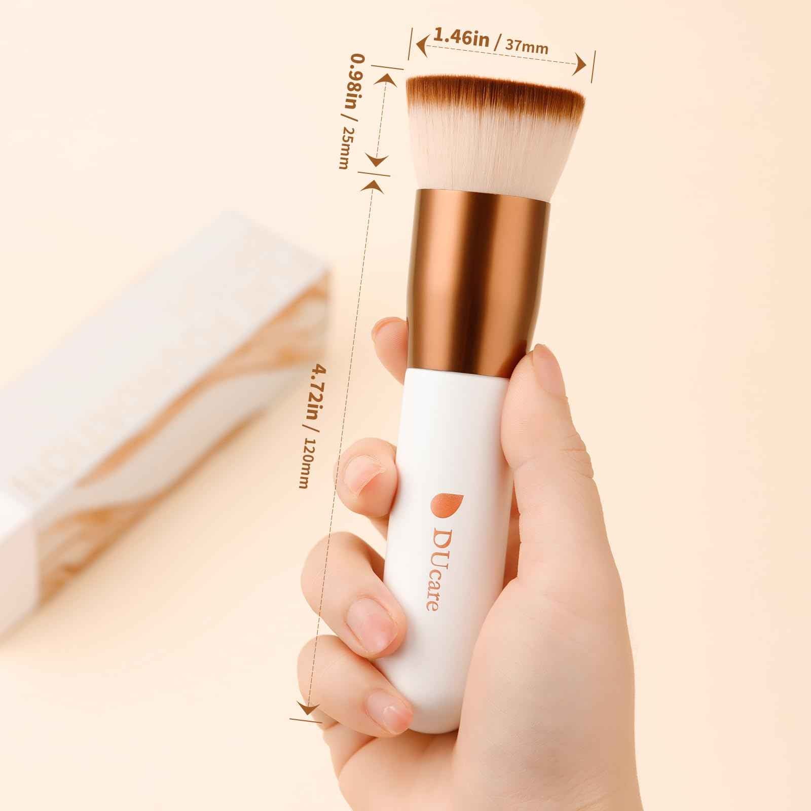 DUcare Kabuki Foundation Brush for Liquid Makeup Flat Top Professional Stick Buffing Blending Mineral Powder Large Face Makeup Brush, Black