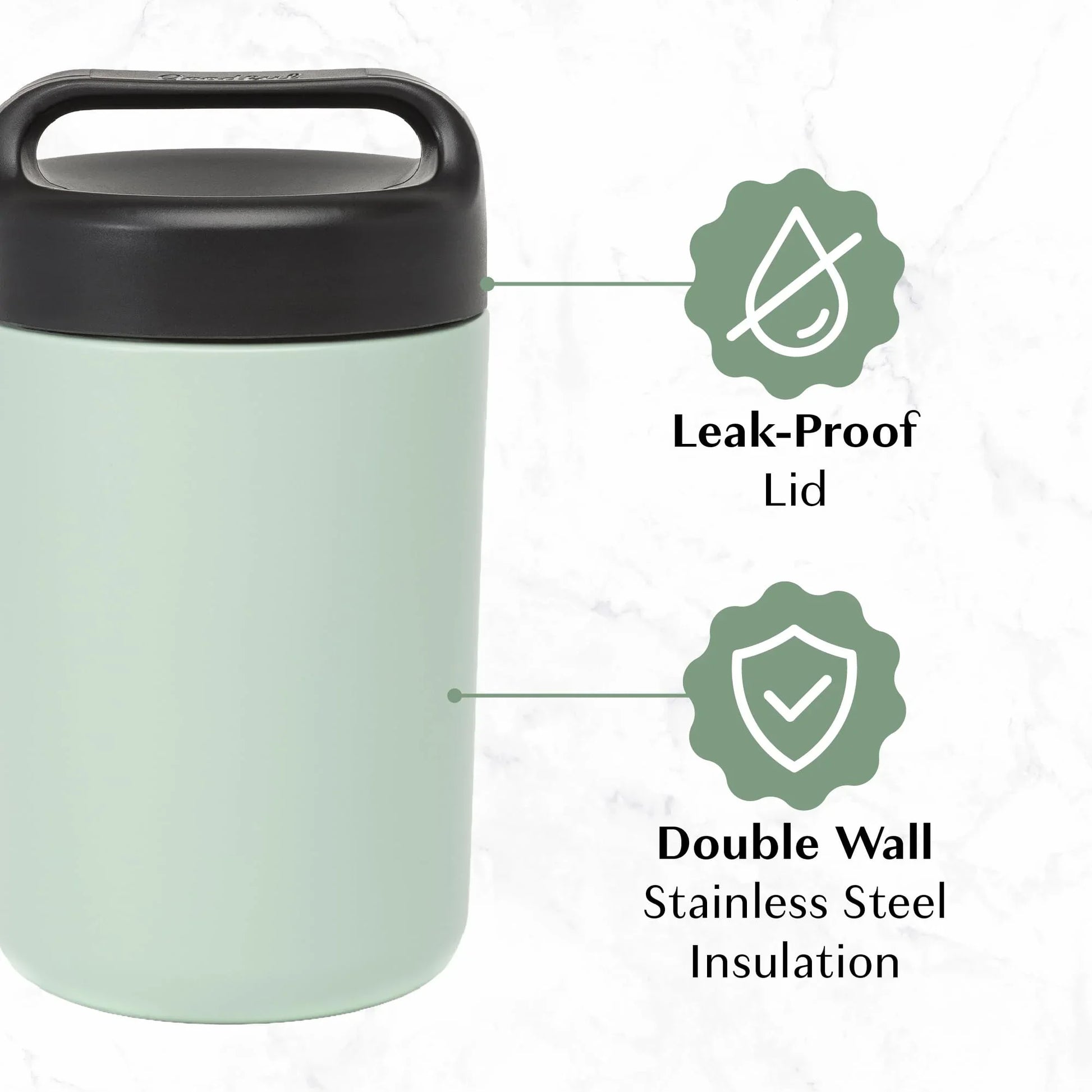 Goodful Stainless Steel Food Jar, Double Wall Vacuum Sealed Insulated Food Storage Container with Carry Handle Lid, 16-Ounce, Gray - Jlhbookstore.store