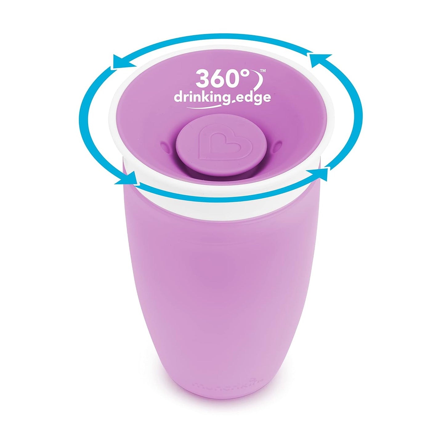 Munchkin Sippy Cups for Toddlers 1-3, Spill Proof Miracle 360 Cup, 10 Ounce, 2 Pack, Pink/Purple
