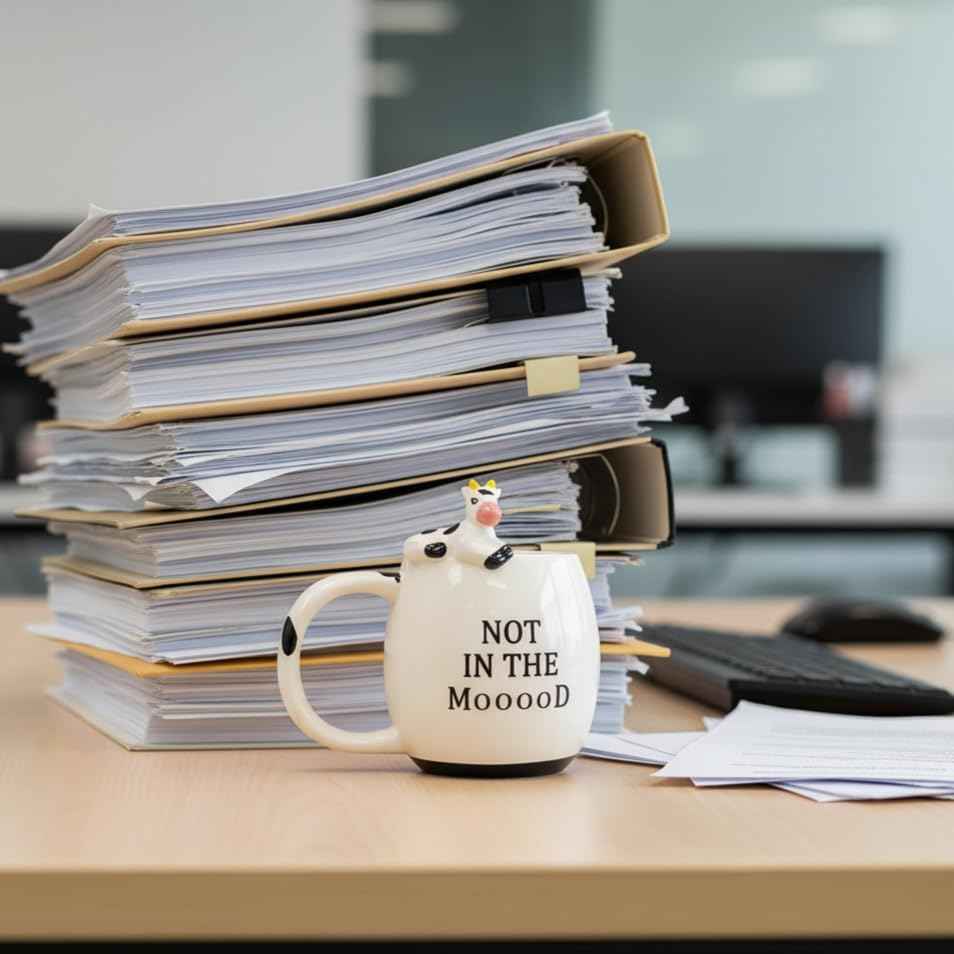 Decodyne Funny Cow Coffee Mug, White Elephant Gifts for Adults, Gag Gifts for Adults, Cute Stuff For Women and Men, Funny Coworker Office, Cool Stuff - 14 Ounce