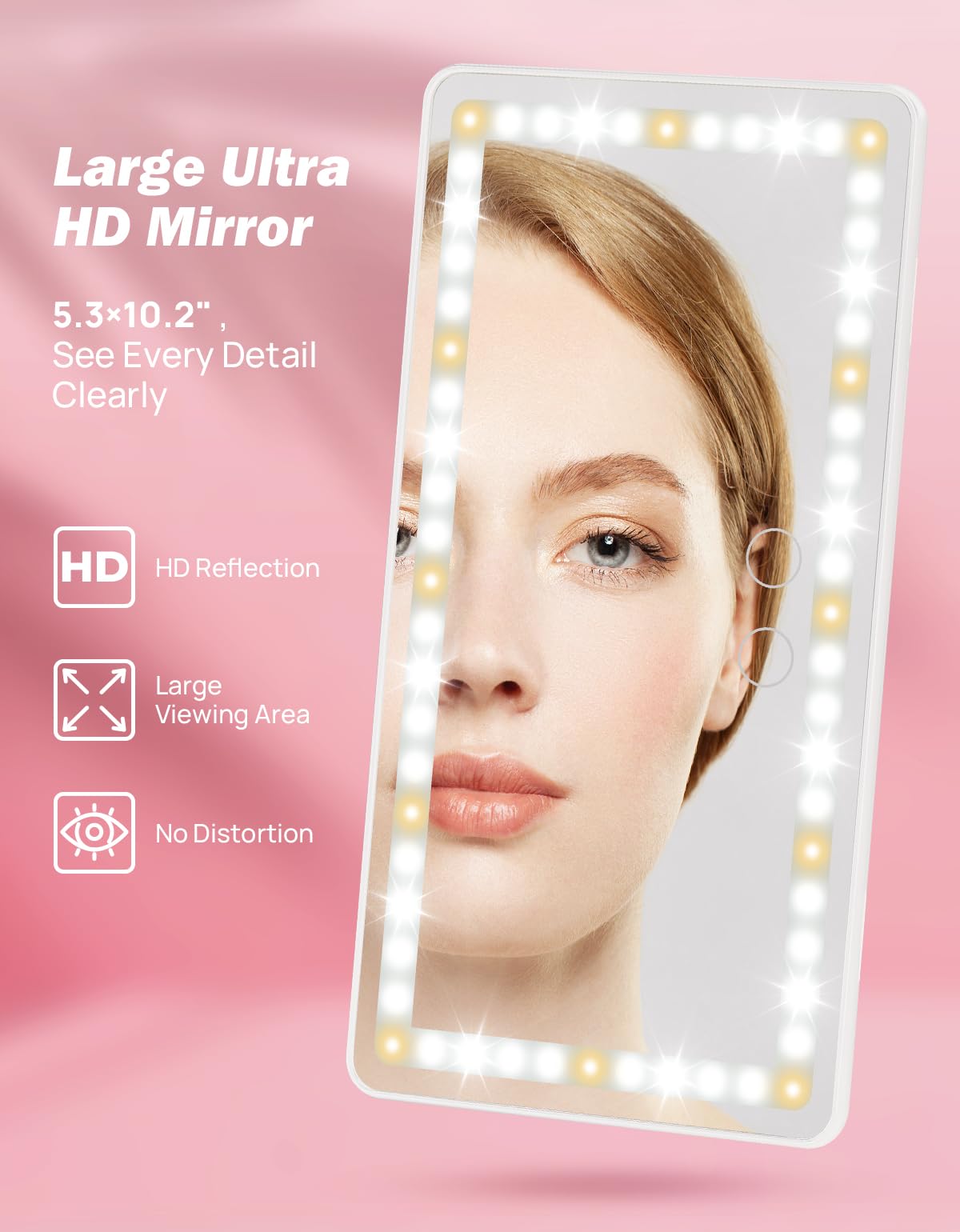 JOYTUTUS Car Sun Visor Vanity Mirror with Lights, 3 Light Modes & 60 LEDs, Rechargeable Dimmable Touch Control Travel Makeup Mirror for Truck SUV