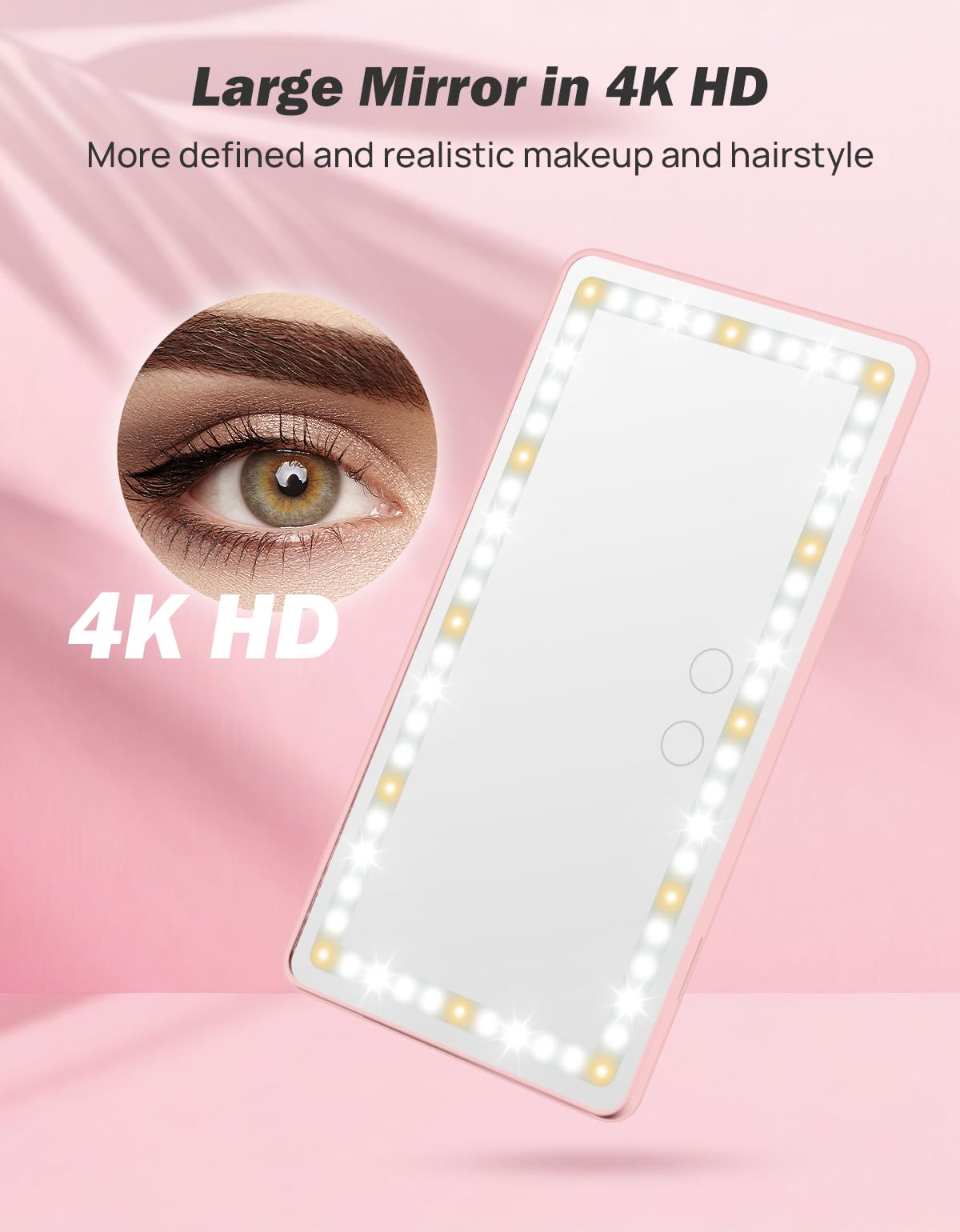 JOYTUTUS Car Sun Visor Vanity Mirror with Lights, 3 Light Modes & 60 LEDs, Rechargeable Dimmable Touch Control Travel Makeup Mirror for Truck SUV