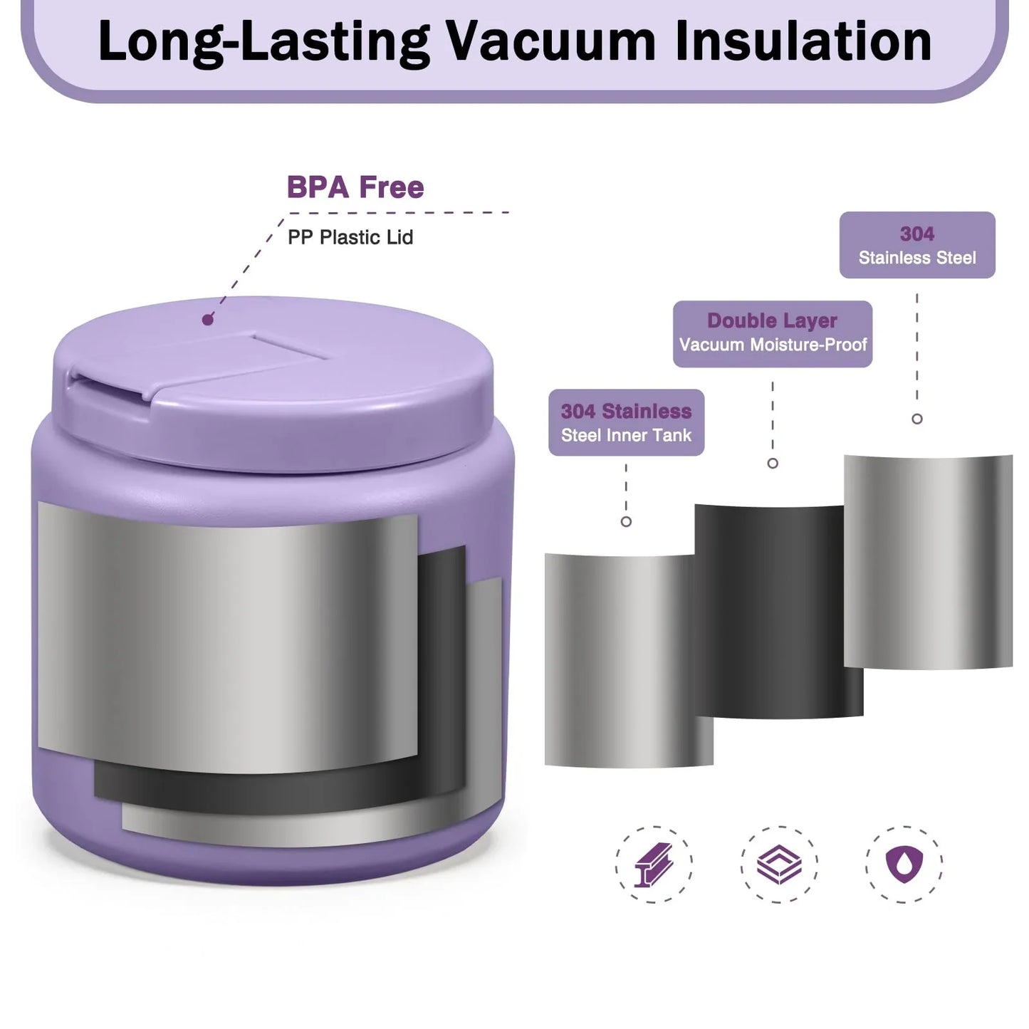 13.5oz Kids Jar for Hot Food, Insulated Vacuum Food Jar with Buckle Lid, Stainless Steel Wide Mouth Leak Proof Insulated Lunch Container for School Picnic Travel, Blue - Jlhbookstore.store