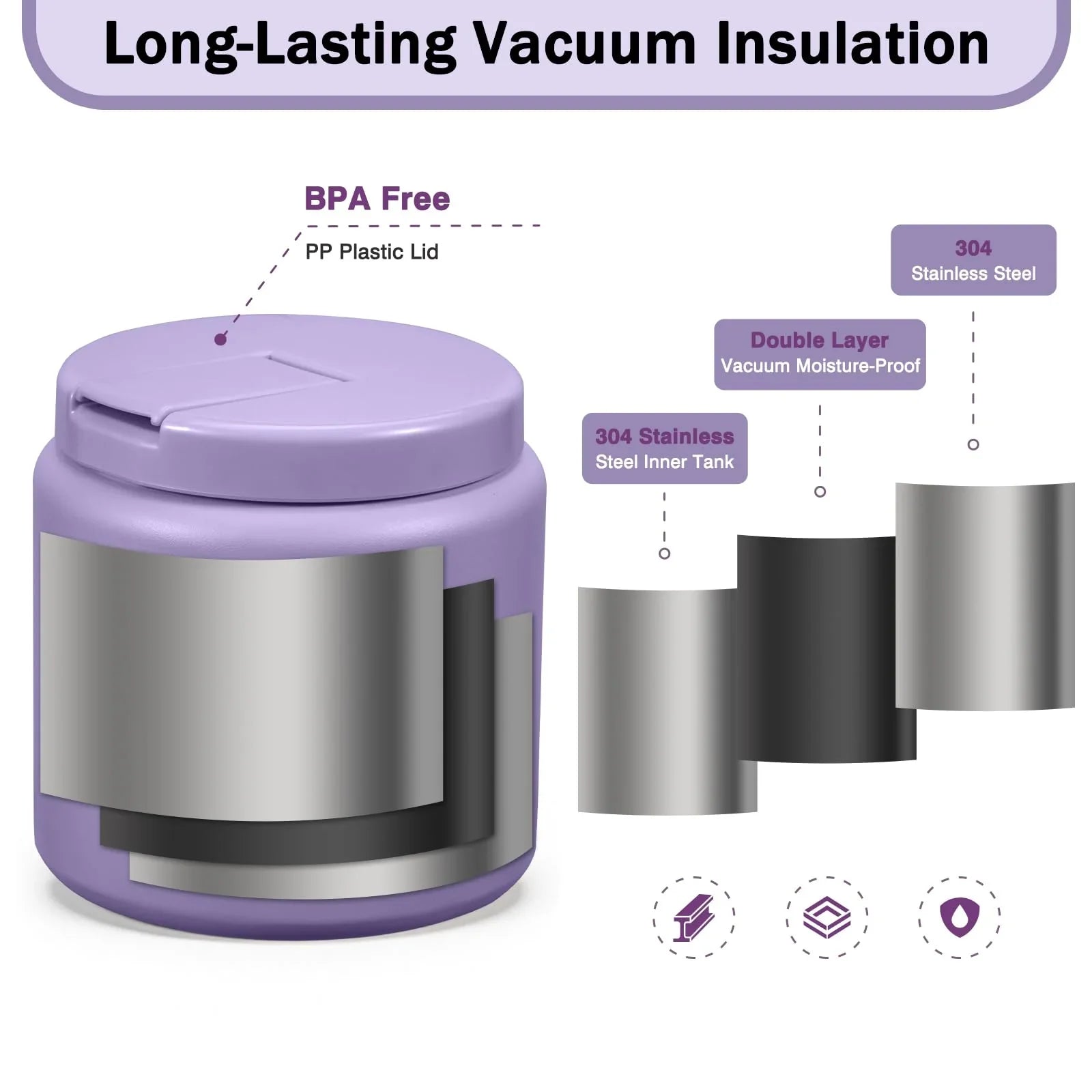 13.5oz Kids Jar for Hot Food, Insulated Vacuum Food Jar with Buckle Lid, Stainless Steel Wide Mouth Leak Proof Insulated Lunch Container for School Picnic Travel, Blue - Jlhbookstore.store