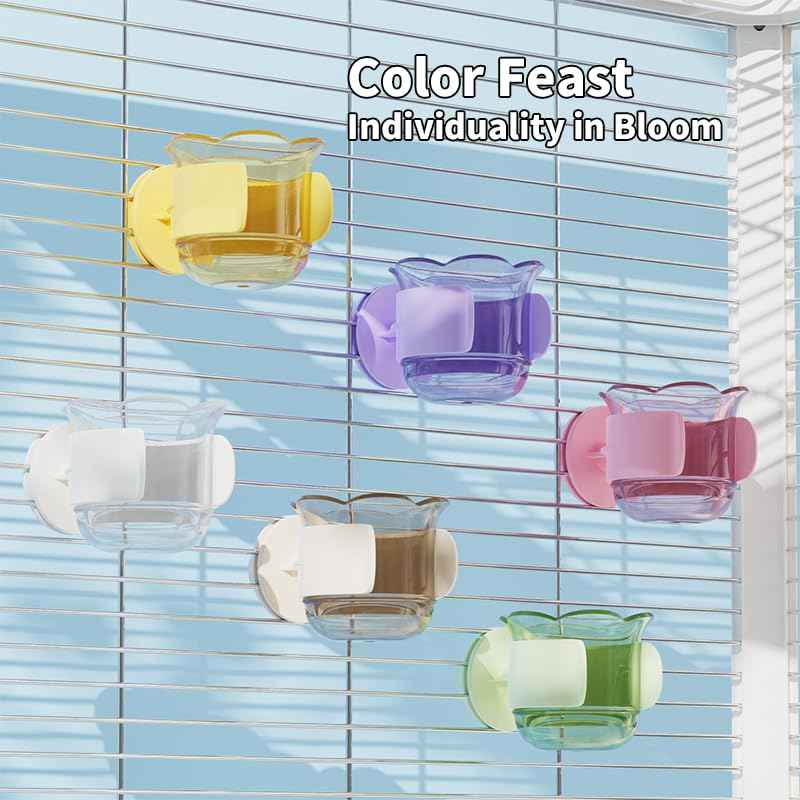 2pcs/4pcs PET Bird Bowls with Clamp, Bird Cage Feeder, Durable Water Bowl, Feeding Cups, Water Feeder for Cockatiel, Parakeet, Macaw, Finches, Lovebirds, Small Animals Gray (Pink, 2pcs)