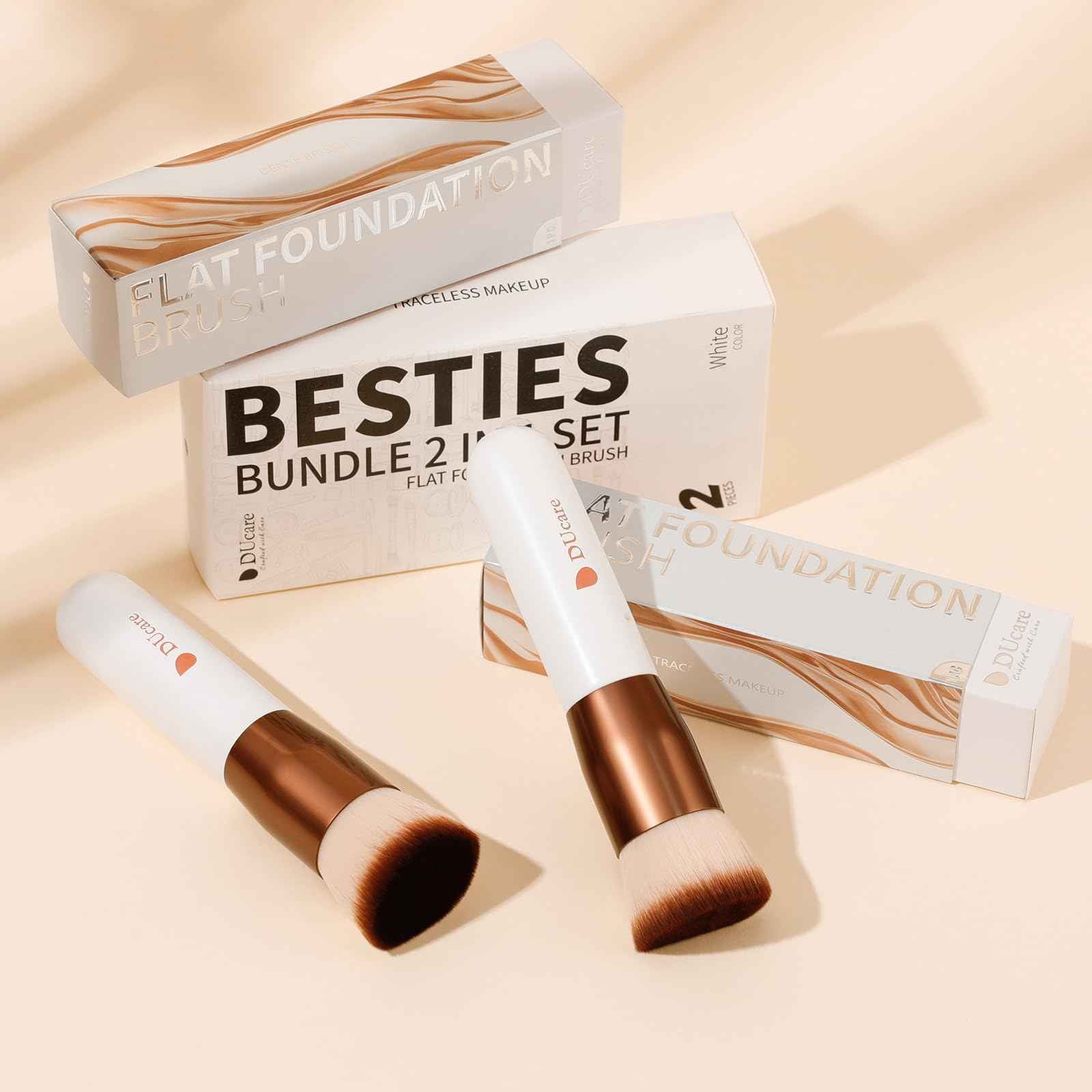 DUcare Kabuki Foundation Brush for Liquid Makeup Flat Top Professional Stick Buffing Blending Mineral Powder Large Face Makeup Brush, Black