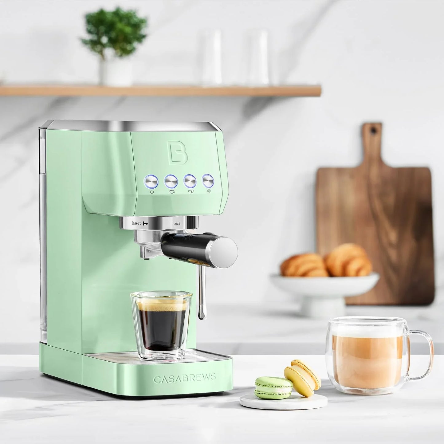 CASABREWS 3700 Essential Espresso Machine 20 Bar, Stainless steel Coffee Maker with Milk Frother, Espresso Coffee Machine for Cappuccino, Latte, 43.9oz Water Tank, Sapphire Blue - Jlhbookstore.store