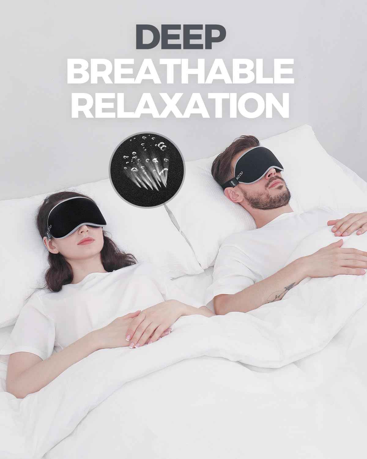 MZOO Luxury Sleep Eye Mask for Side Sleeper Men Women, Zero Eye Pressure 3D Sleeping Mask, Light Blocking Patented Design Night Blindfold, Soft Eye Shade Cover for Travel, Black