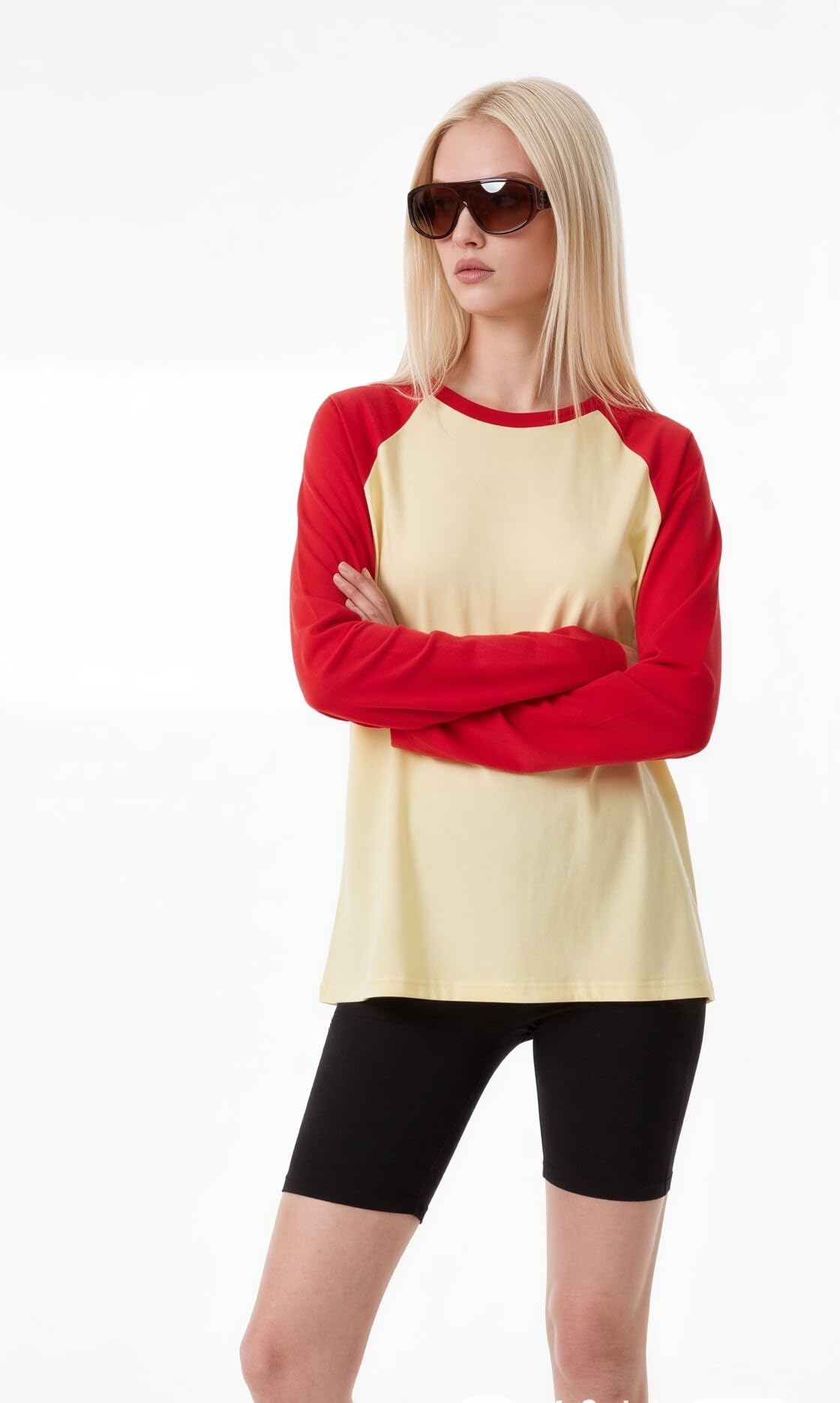Women Long Sleeve Raglan Shirts Pollover Oversized Baseball Tops
