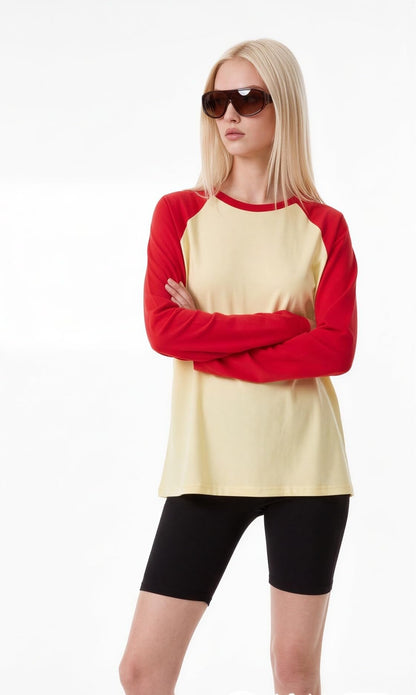 Women Long Sleeve Raglan Shirts Pollover Oversized Baseball Tops