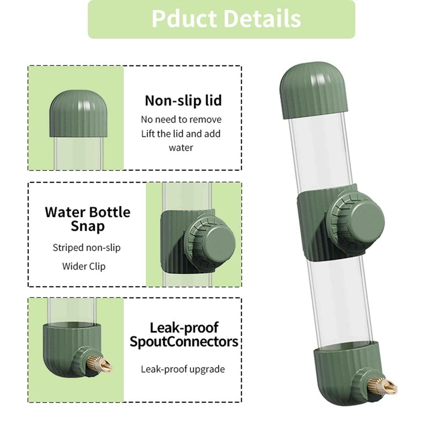 9.4 Fl Oz No Mess Bird Water Dispenser, Automatic Parrot Water Feeder with Spring Valve, Clear Cage Water Drinker for Parakeets Cockatiels Budgies Finch Lovebirds & Canary (White, 7.4 fl oz (220ml))