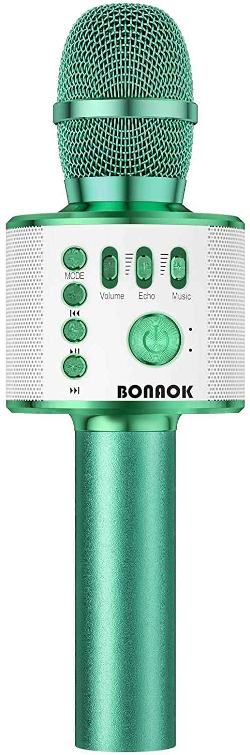 BONAOK Wireless Bluetooth Karaoke Microphone, Portable Toy Microphone for Singing, Gifts to Girls Boys Kids Adults All Age Q37（Bright Purple）