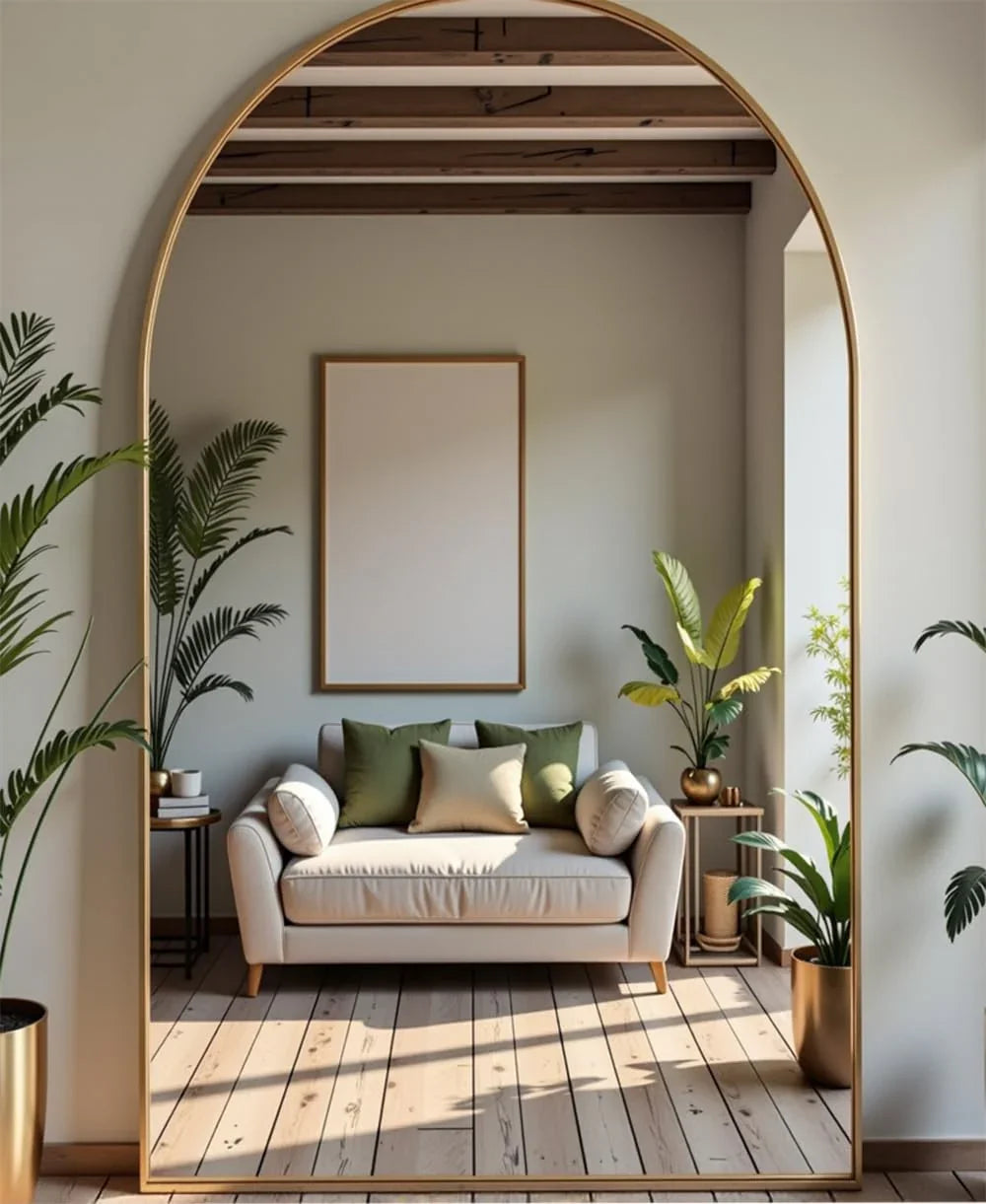 OGCAU Floor Full Length Mirror, 56"x20" Arched Full Body Mirror, Hanging or Leaning, Standing, Wall Mounted with Aluminum Frame for Bedroom Living Room, White jlhbookstore.store