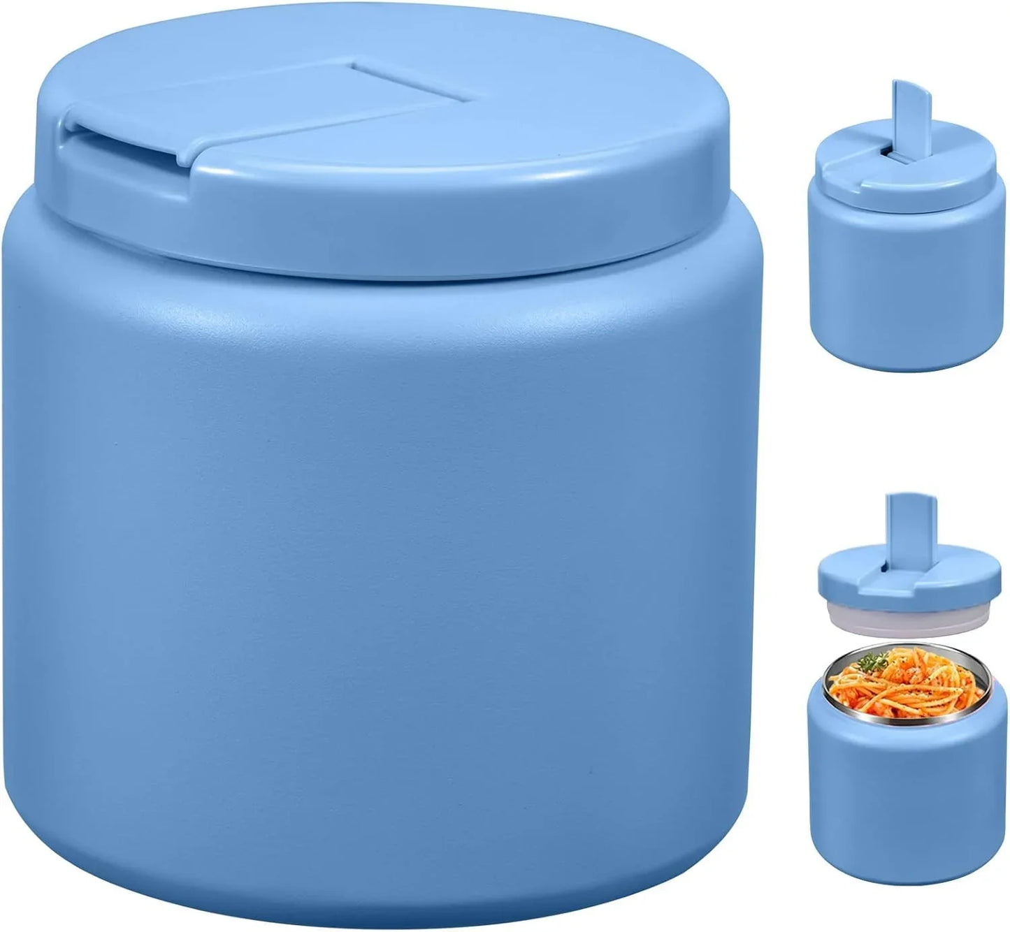 13.5oz Kids Jar for Hot Food, Insulated Vacuum Food Jar with Buckle Lid, Stainless Steel Wide Mouth Leak Proof Insulated Lunch Container for School Picnic Travel, Blue - Jlhbookstore.store