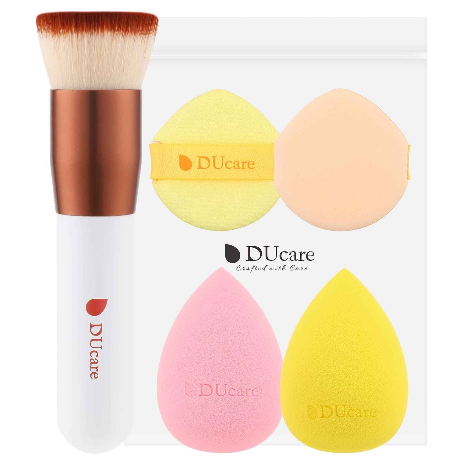 DUcare Kabuki Foundation Brush for Liquid Makeup Flat Top Professional Stick Buffing Blending Mineral Powder Large Face Makeup Brush, Black