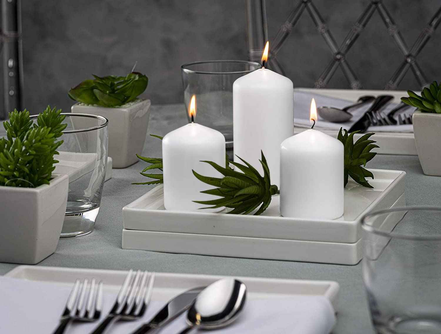 BOLSIUS 2x4 Inch White Pillar Candles - 4 Pack Candle Set - 20 Hours Burn Time - Premium European Quality - Dripless And Smokeless Candle - Perfect for Wedding Candles, Parties, and Special Occasions