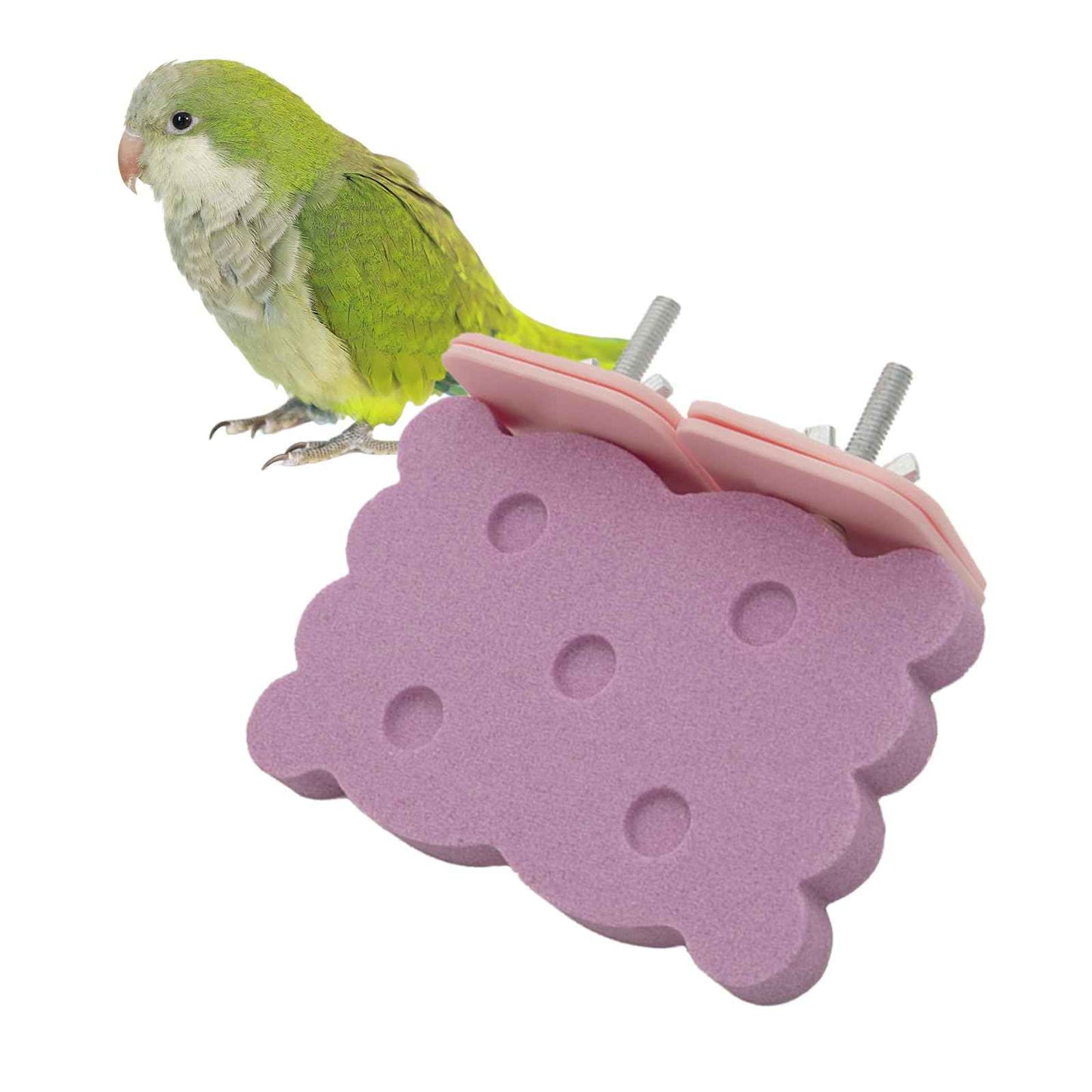 Bird Perch Stand for Parrots – Natural Ceramic Grinding Stick for Beak, A Safe, Non-Shedding Chewing and Claw-Trimming Perch for Parrots (Blue, Medium Size)