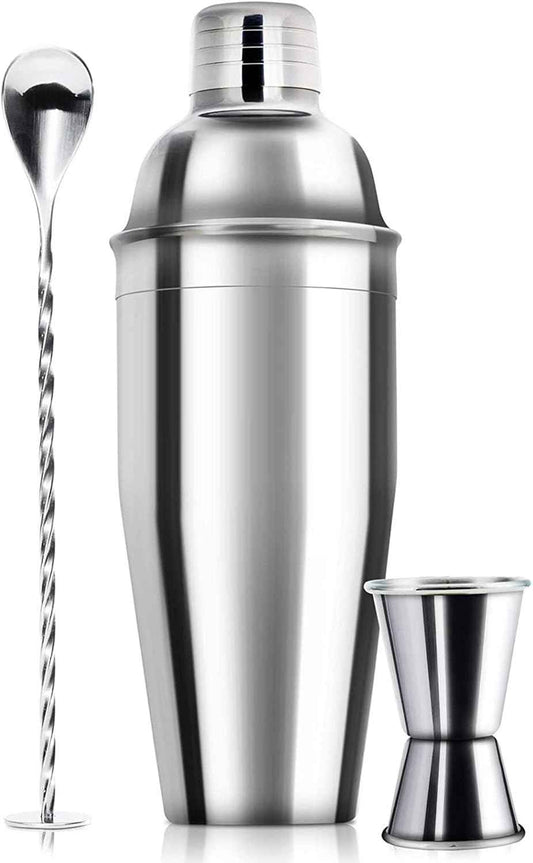 WPHUAW 24oz Cocktail Shaker Bar Set-Professional Margarita Mixer Drink Shaker and Measuring Jigger & Mixing Spoon Set-Professional Stainless Steel Bar Tools Built-in Bartender Strainer for Martini Kit
