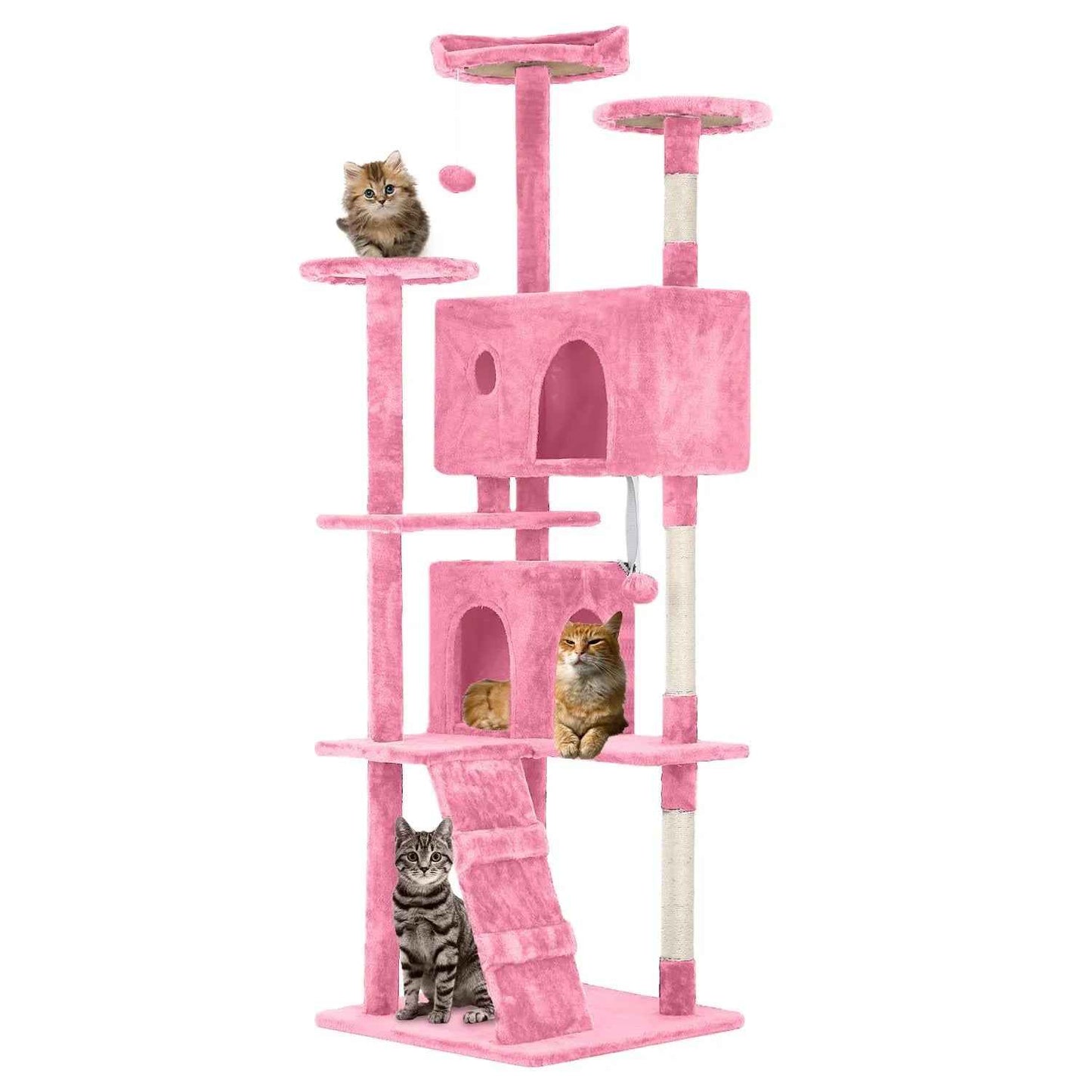 FDW Cat Tree 54in Cat Tower Multi-Level Durable Cat Scratching Post & Cozy Fun Cat Jumping Platform Space Saving Cat Condo Pet Play House for Indoor Cats,Dark Gray