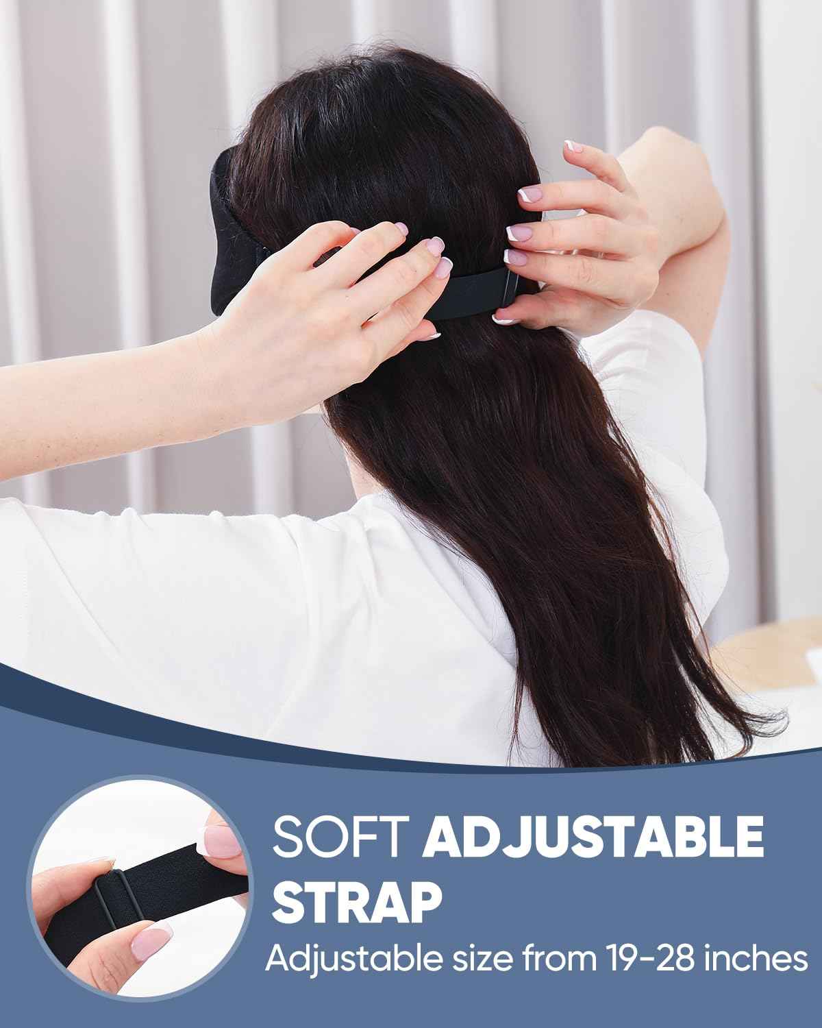 MZOO Luxury Sleep Eye Mask for Side Sleeper Men Women, Zero Eye Pressure 3D Sleeping Mask, Light Blocking Patented Design Night Blindfold, Soft Eye Shade Cover for Travel, Black