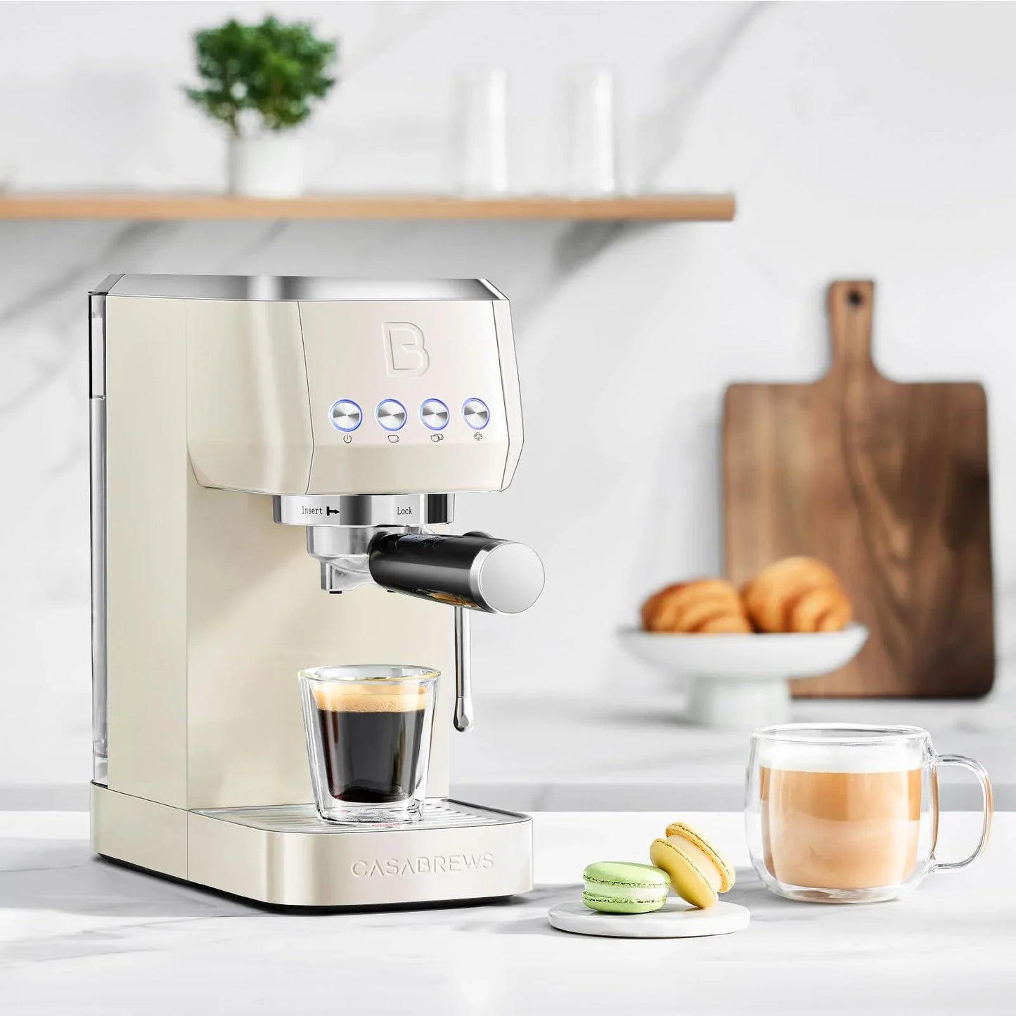 CASABREWS 3700 Essential Espresso Machine 20 Bar, Stainless steel Coffee Maker with Milk Frother, Espresso Coffee Machine for Cappuccino, Latte, 43.9oz Water Tank, Sapphire Blue - Jlhbookstore.store