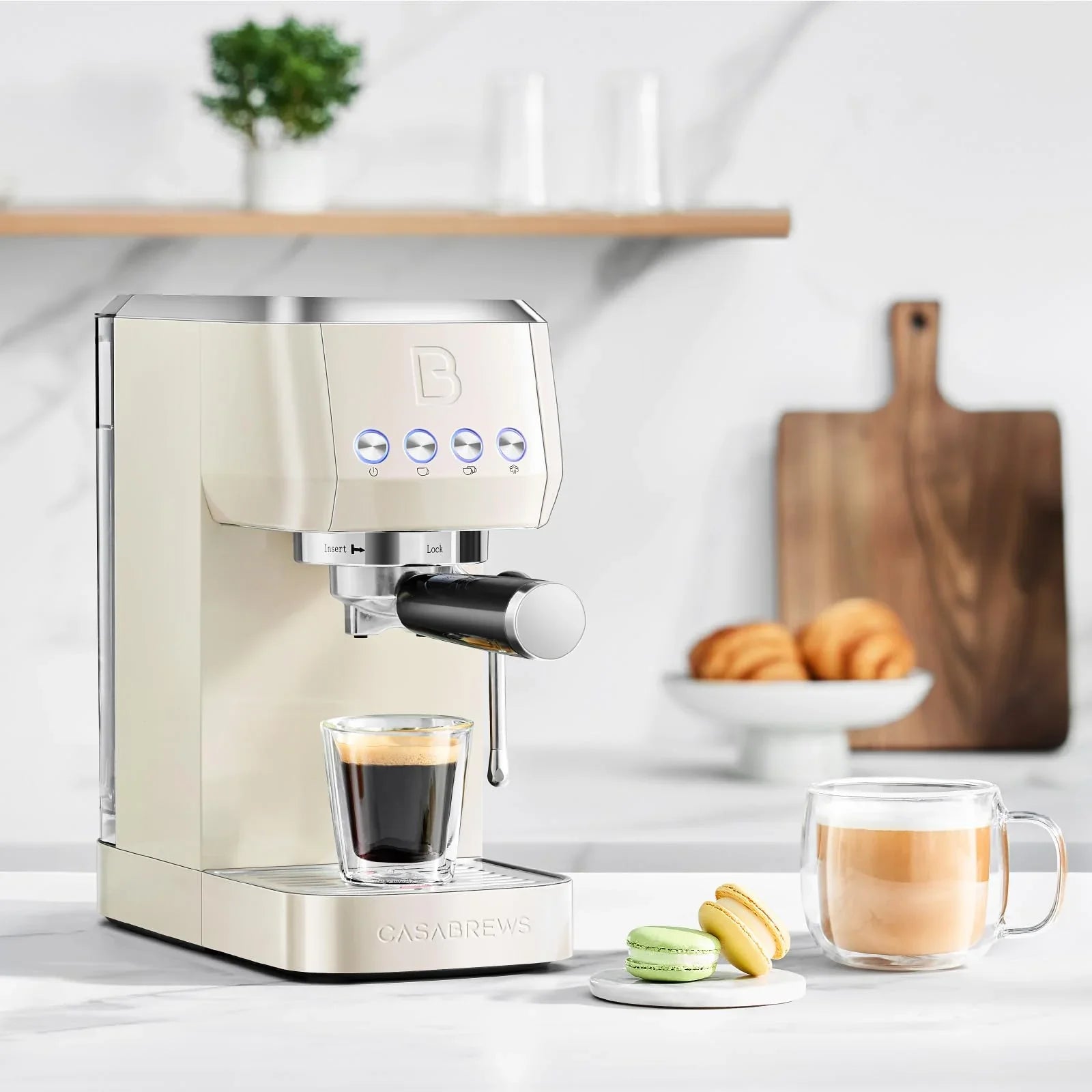 CASABREWS 3700 Essential Espresso Machine 20 Bar, Stainless steel Coffee Maker with Milk Frother, Espresso Coffee Machine for Cappuccino, Latte, 43.9oz Water Tank, Sapphire Blue - Jlhbookstore.store