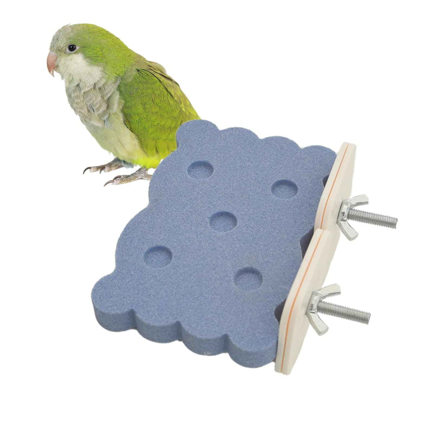 Bird Perch Stand for Parrots – Natural Ceramic Grinding Stick for Beak, A Safe, Non-Shedding Chewing and Claw-Trimming Perch for Parrots (Blue, Medium Size)