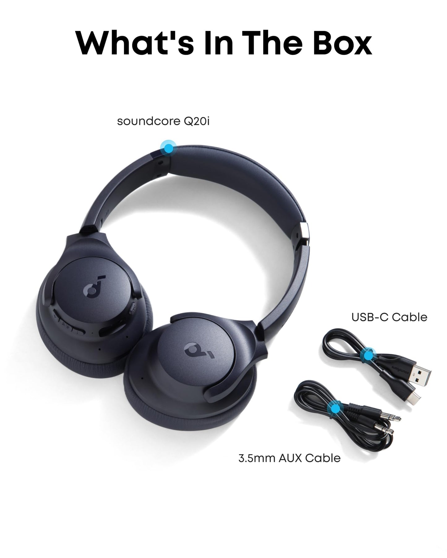 Soundcore by Anker Q20i Hybrid Active Noise Cancelling Headphones, Wireless Over-Ear Bluetooth, 40H Long ANC Playtime, Hi-Res Audio, Big Bass, Customize via an App, Transparency Mode jlhbookstore.store