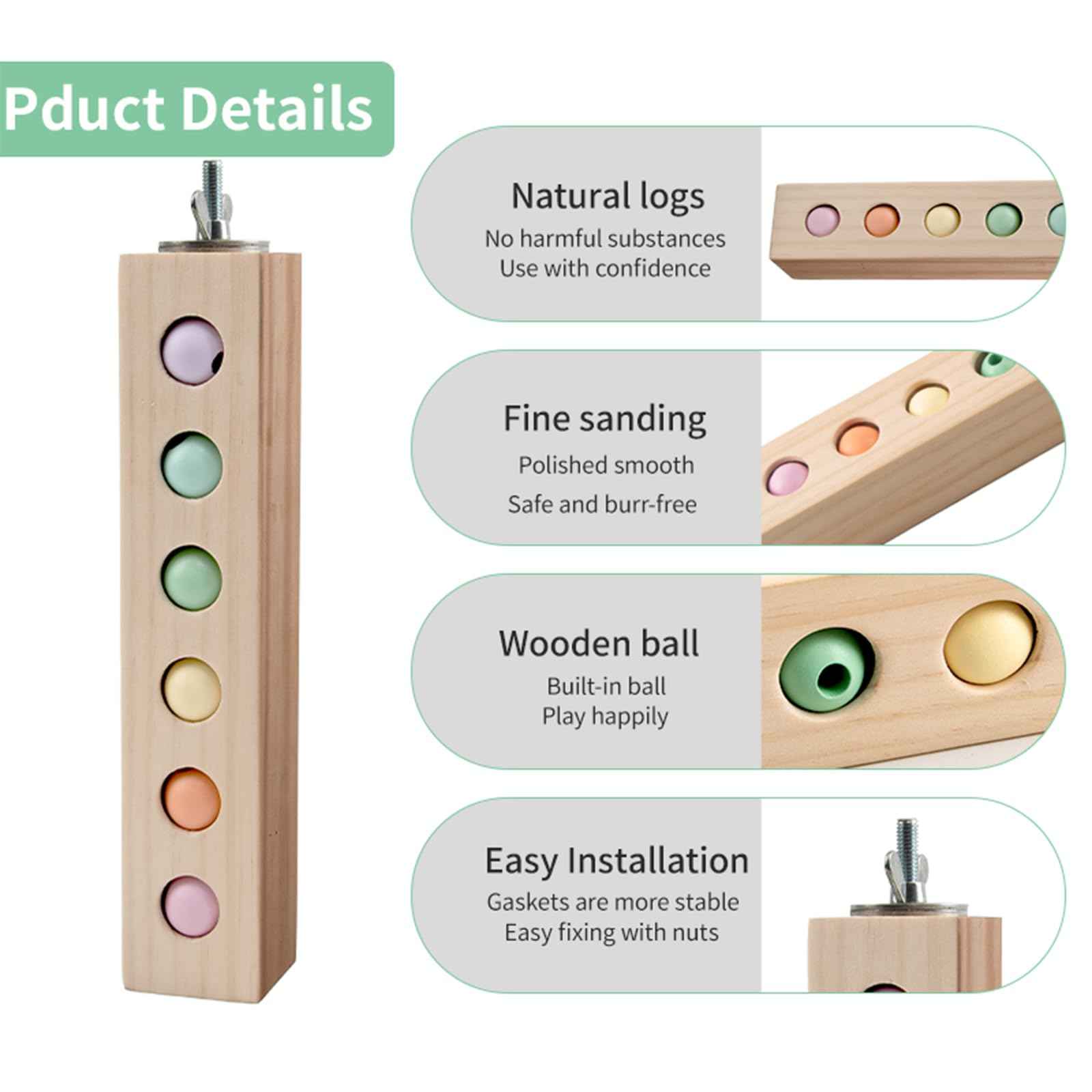 Bird toys & Bird Perch, Bird Wooden Block Chewing Toy Parrot Foraging & Puzzle Toys Bird Cage Accessories for Conures Parakeets Cockatiels Lovebirds African Grey Macaws (Revolving Christmas Tree)