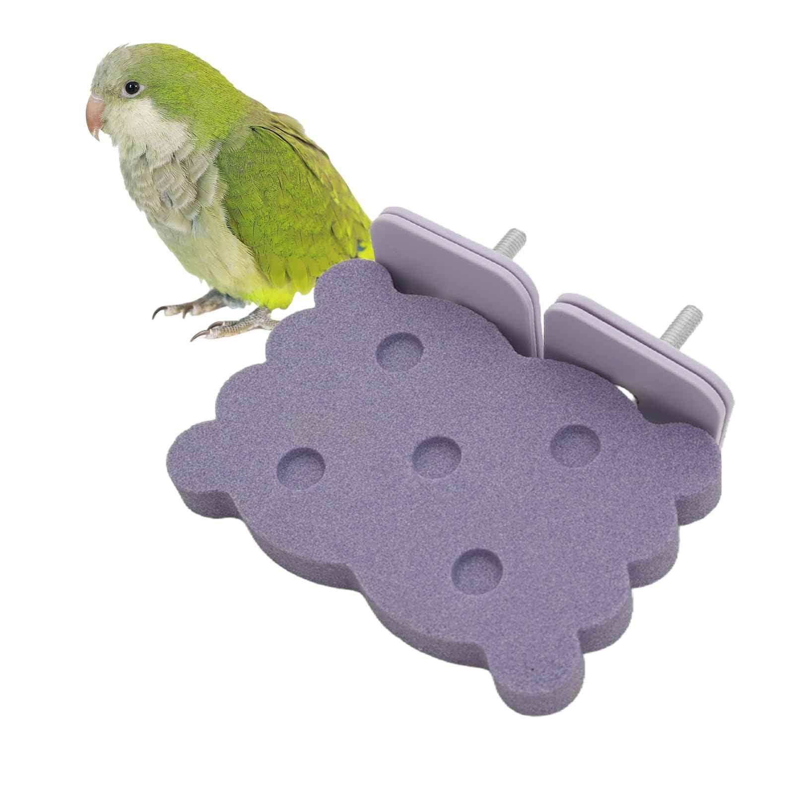 Bird Perch Stand for Parrots – Natural Ceramic Grinding Stick for Beak, A Safe, Non-Shedding Chewing and Claw-Trimming Perch for Parrots (Blue, Medium Size)