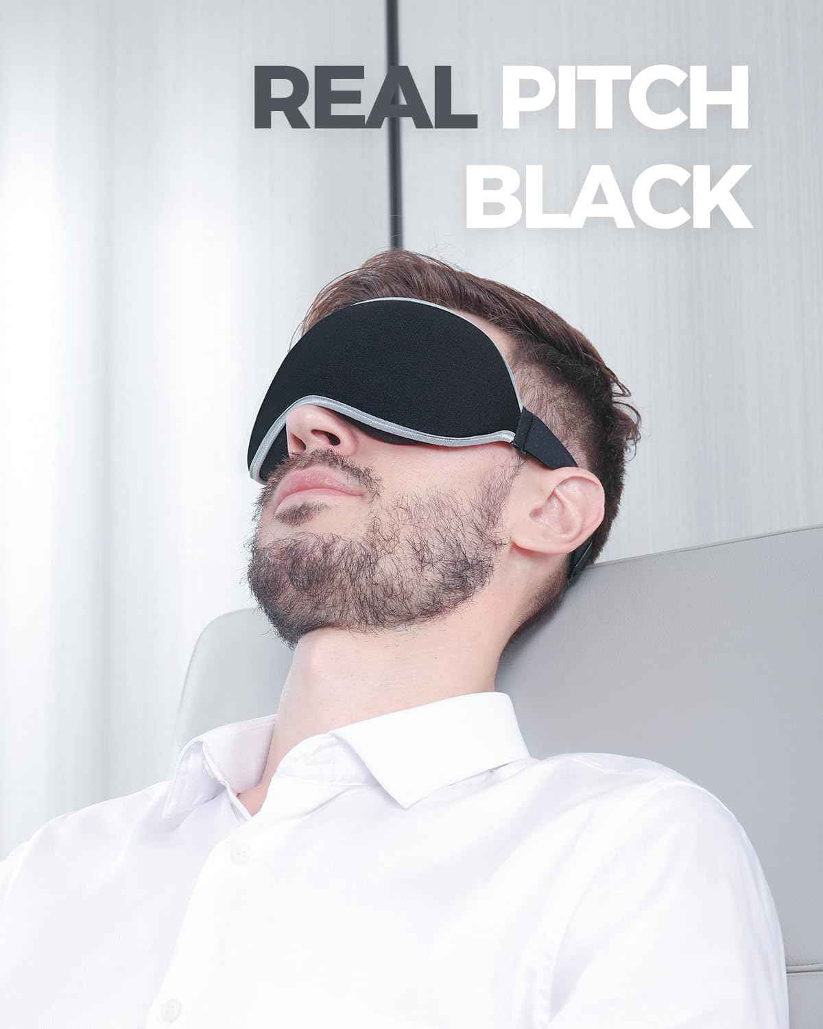 MZOO Luxury Sleep Eye Mask for Side Sleeper Men Women, Zero Eye Pressure 3D Sleeping Mask, Light Blocking Patented Design Night Blindfold, Soft Eye Shade Cover for Travel, Black