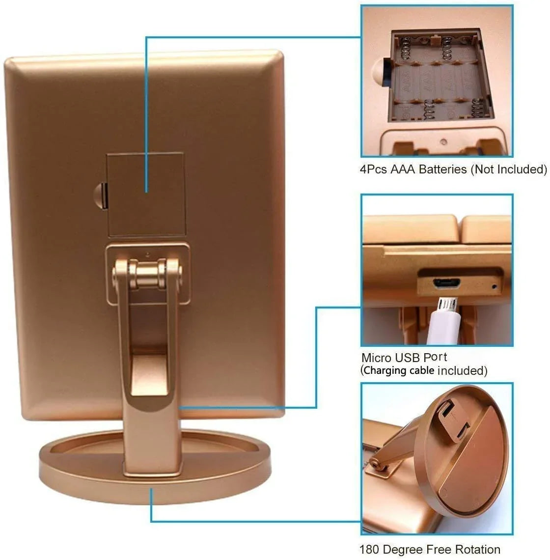 Trifold Makeup Mirror Vanity Mirror with Lights,1X 2X 3X Magnification,Touch Screen,180 Adjustable Rotation,Portable Travel Bathroom Cosmetic Mirror - Jlhbookstore.store