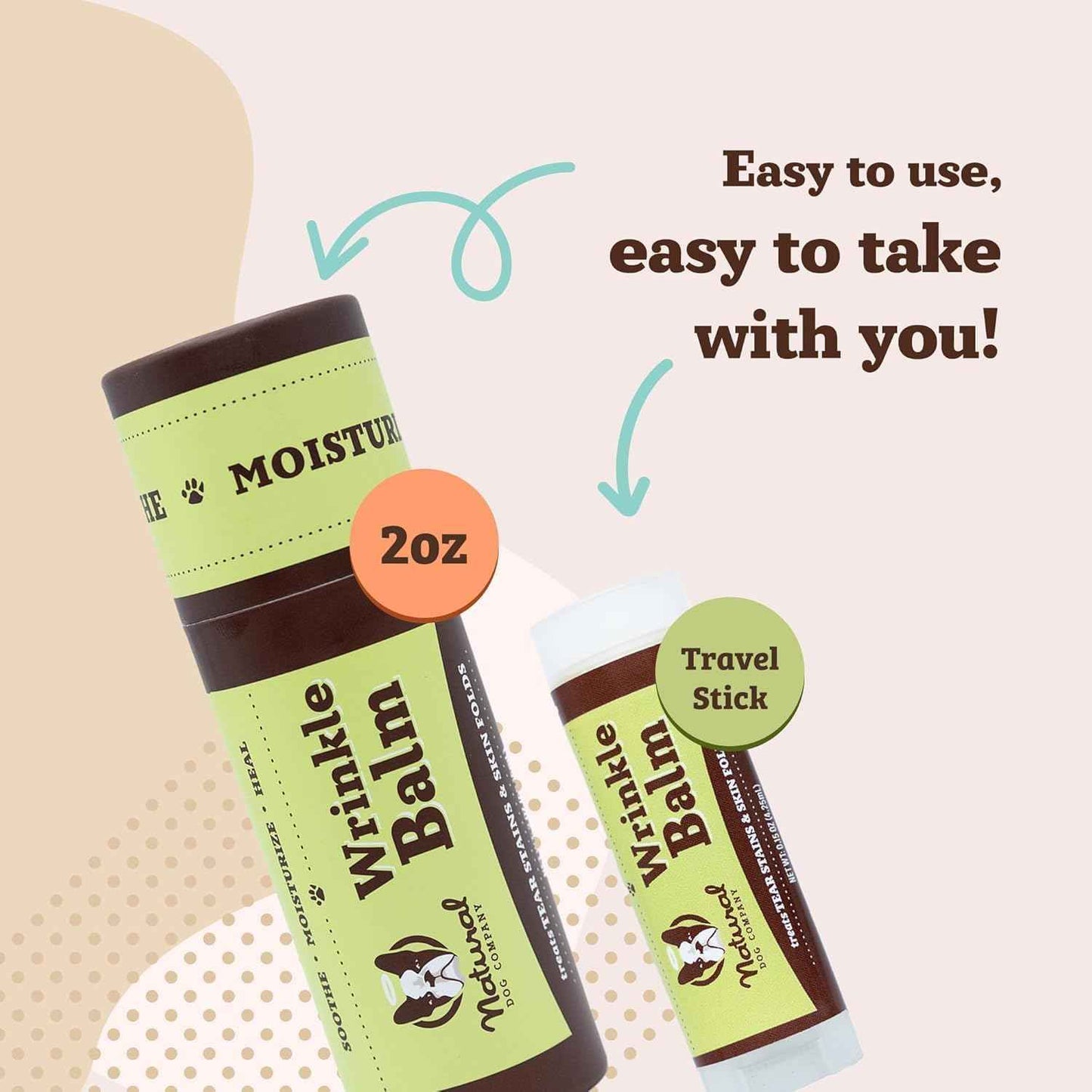 Natural Dog Company Wrinkle Wipes for Dogs, 100 Count, Hypoallergenic Dog Wipes, Wrinkle Wipes French Bulldog, Cleaning & Deodorizing, Dog Wipes for Grooming Faces, Paws & Butts