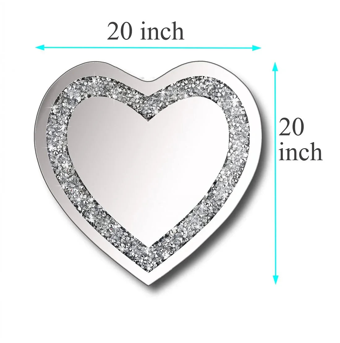 DMDFIRST Heart Shaped Silver Glass Mirror 2 Pack 12x12inch Crystal Crush Diamond Decor Chain Mirror for Wall Decoration - Jlhbookstore.store