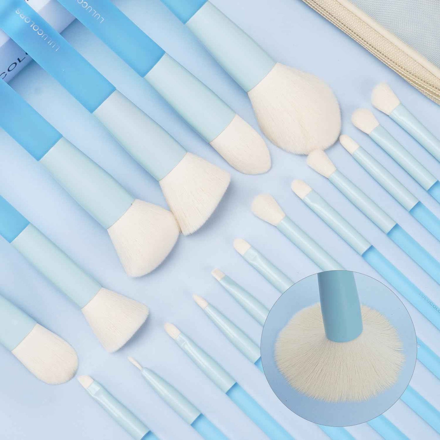 18-Pcs Makeup Brush Set for Beginners - Travel-Friendly with Soft Arthritis-Friendly Handles & Non-Shedding Bristles | Includes Storage Bag, Eyeshadow Brushes & Sponges (Multi-Color)