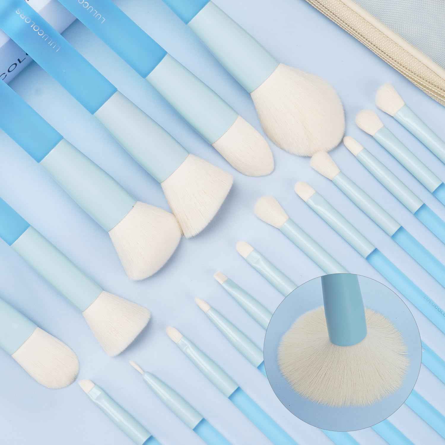 18-Pcs Makeup Brush Set for Beginners - Travel-Friendly with Soft Arthritis-Friendly Handles & Non-Shedding Bristles | Includes Storage Bag, Eyeshadow Brushes & Sponges (Multi-Color)