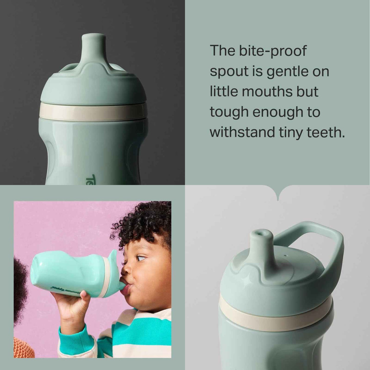 Tommee Tippee Insulated 9oz Sporty Spout Toddler Water Bottle, No Spill, Sippy Cups for Toddlers 1-3, Two-Piece Valve Helps Stop Spills, Light Blue & Orange, BPA Free, Pack of 2