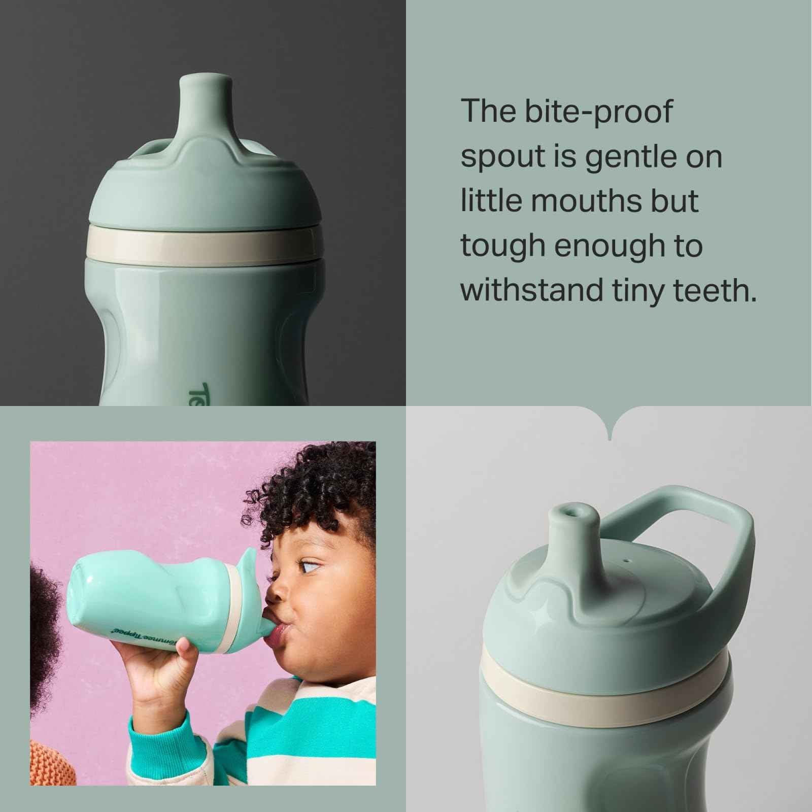 Tommee Tippee Insulated 9oz Sporty Spout Toddler Water Bottle, No Spill, Sippy Cups for Toddlers 1-3, Two-Piece Valve Helps Stop Spills, Light Blue & Orange, BPA Free, Pack of 2