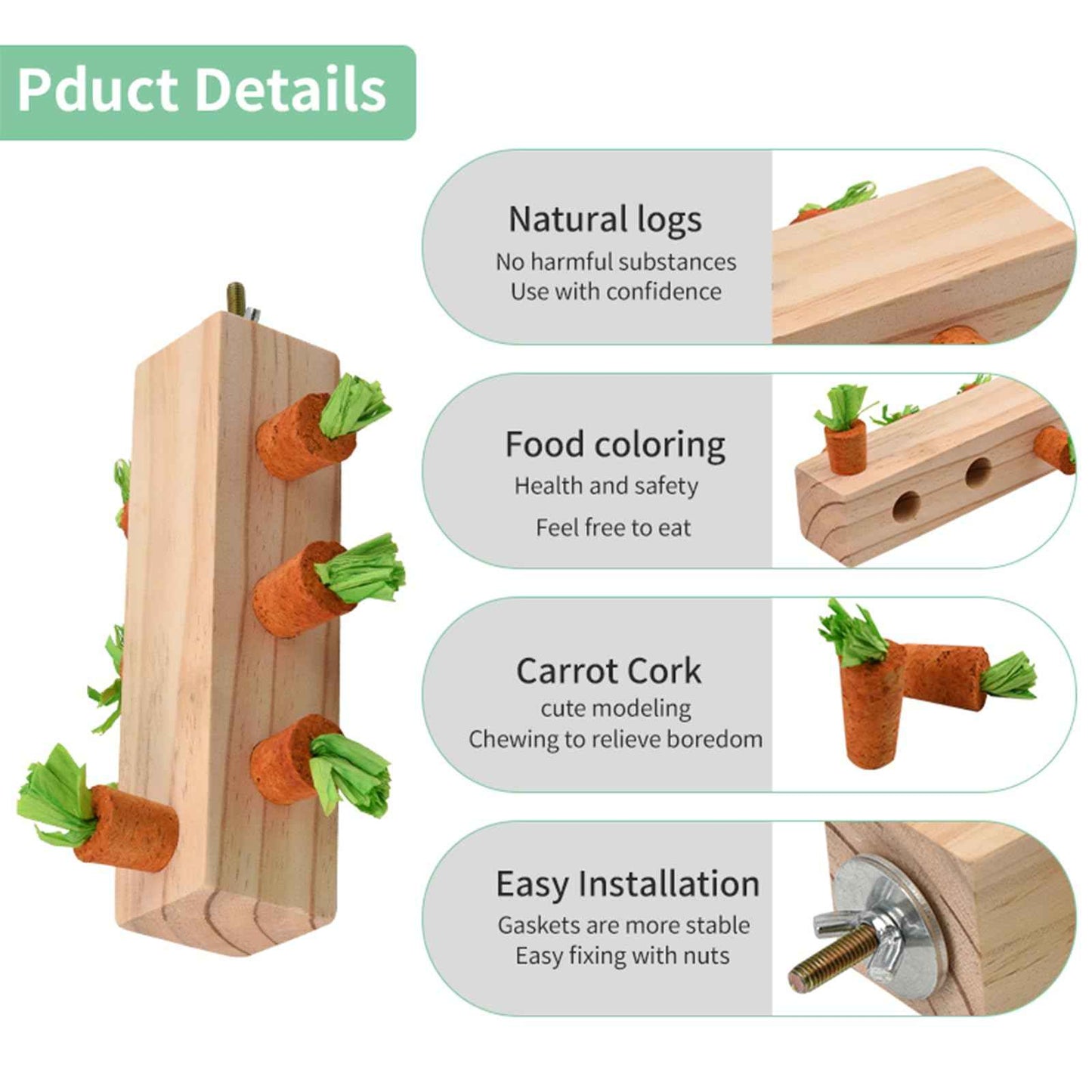 Bird toys & Bird Perch, Bird Wooden Block Chewing Toy Parrot Foraging & Puzzle Toys Bird Cage Accessories for Conures Parakeets Cockatiels Lovebirds African Grey Macaws (Revolving Christmas Tree)