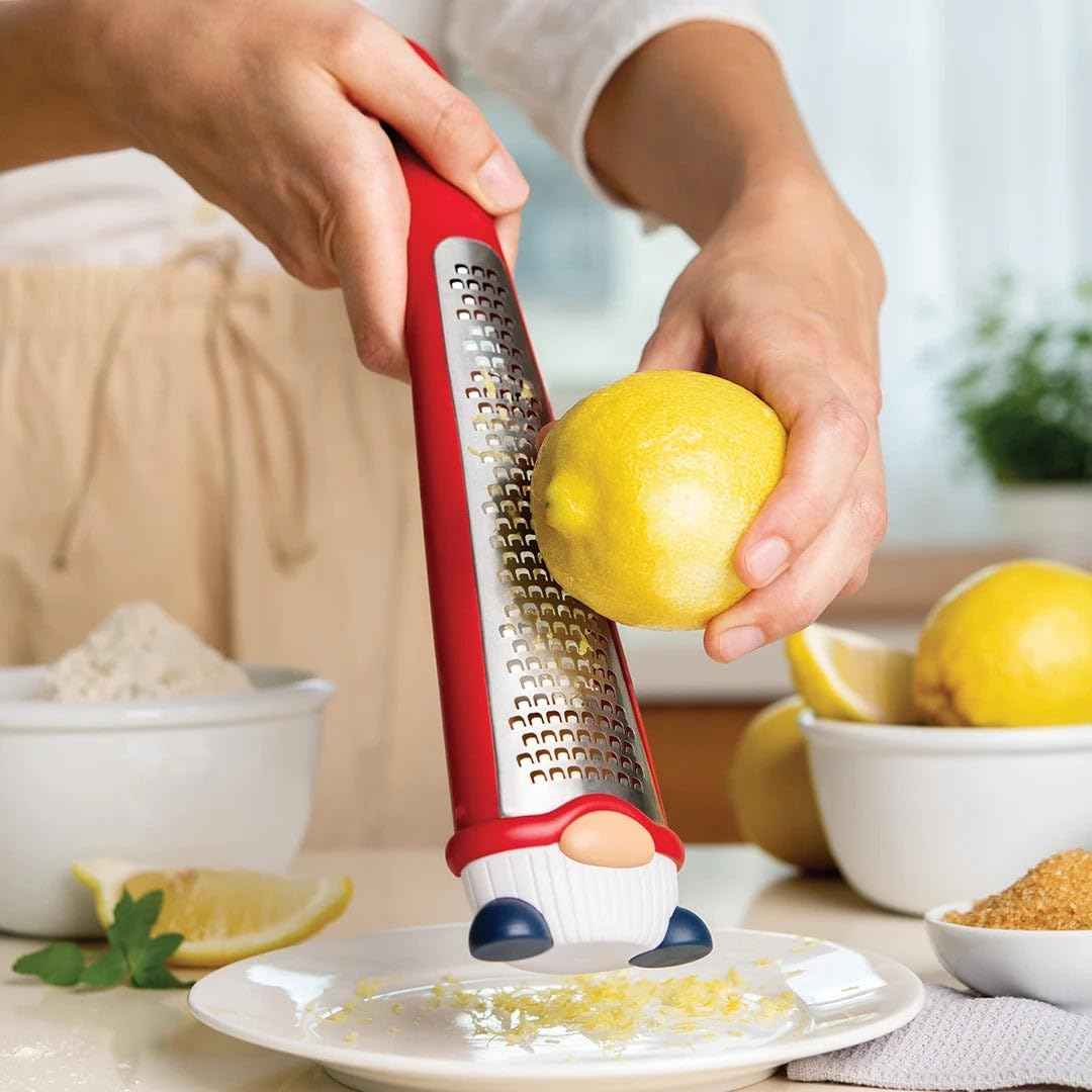 OTOTO Grater - Stainless Steel, BPA Free, Dishwasher Safe, Fun Kitchen Gadget, Vegetable Shredder, Cute Kitchen Gifts & Accessories (Pepito Gnome Grater, Red)